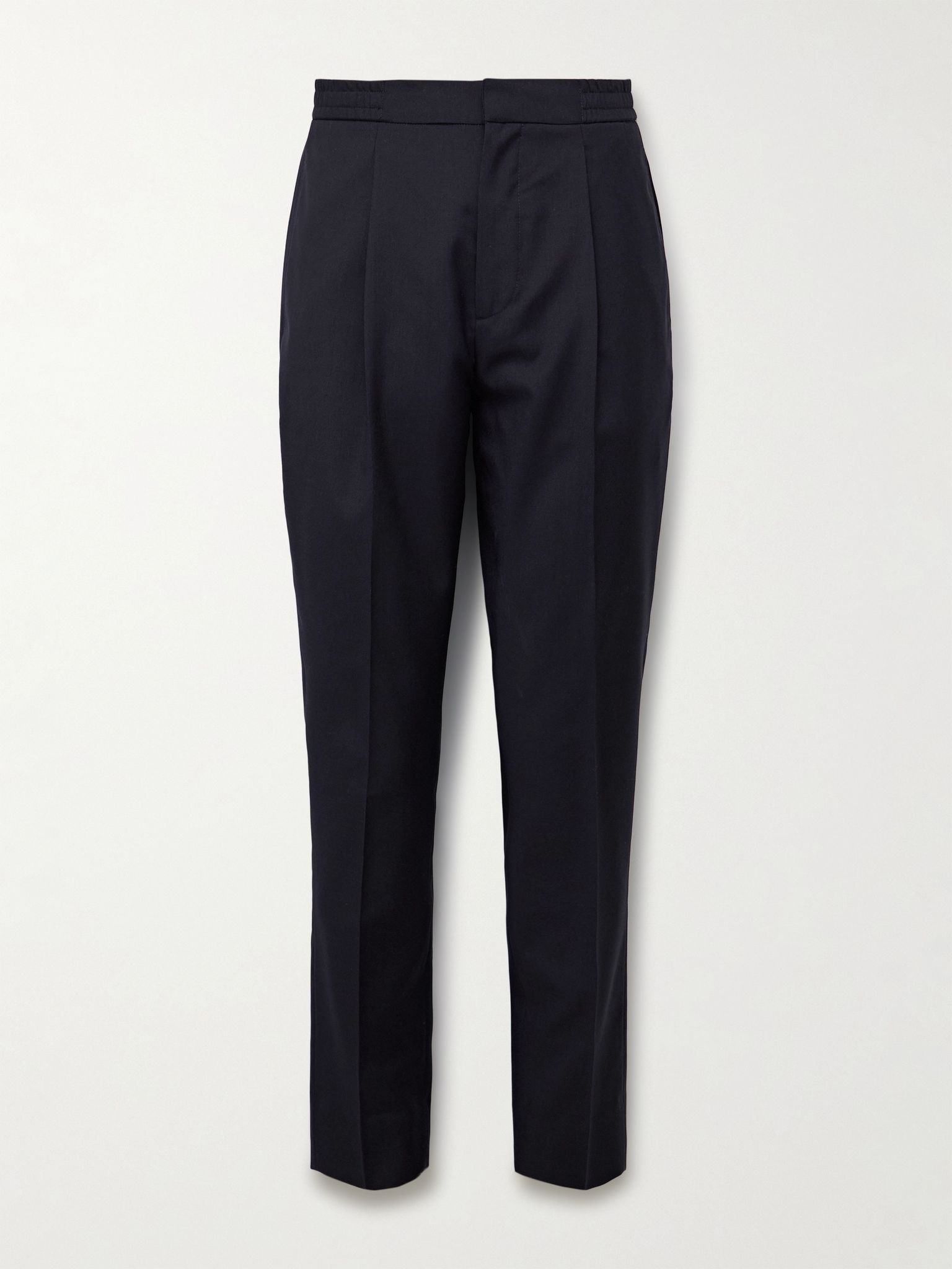 Drew Tapered Pleated Virgin Wool-Crepe Trousers Navy - 1