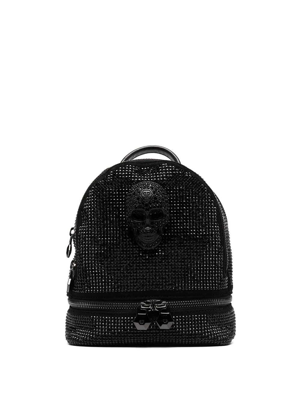 crystal-embellished skull backpack - 1