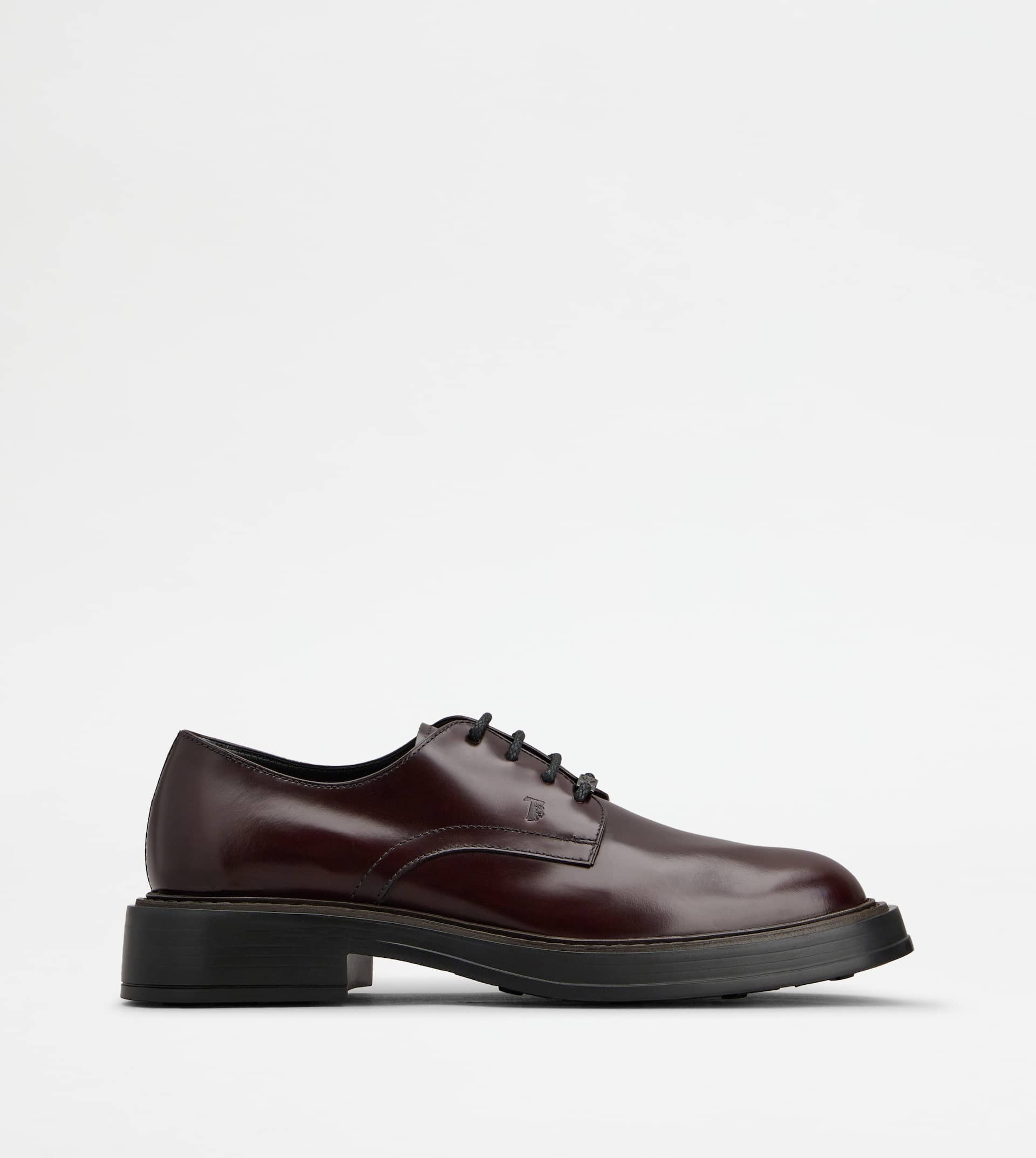 LACE-UPS IN LEATHER - BURGUNDY - 1