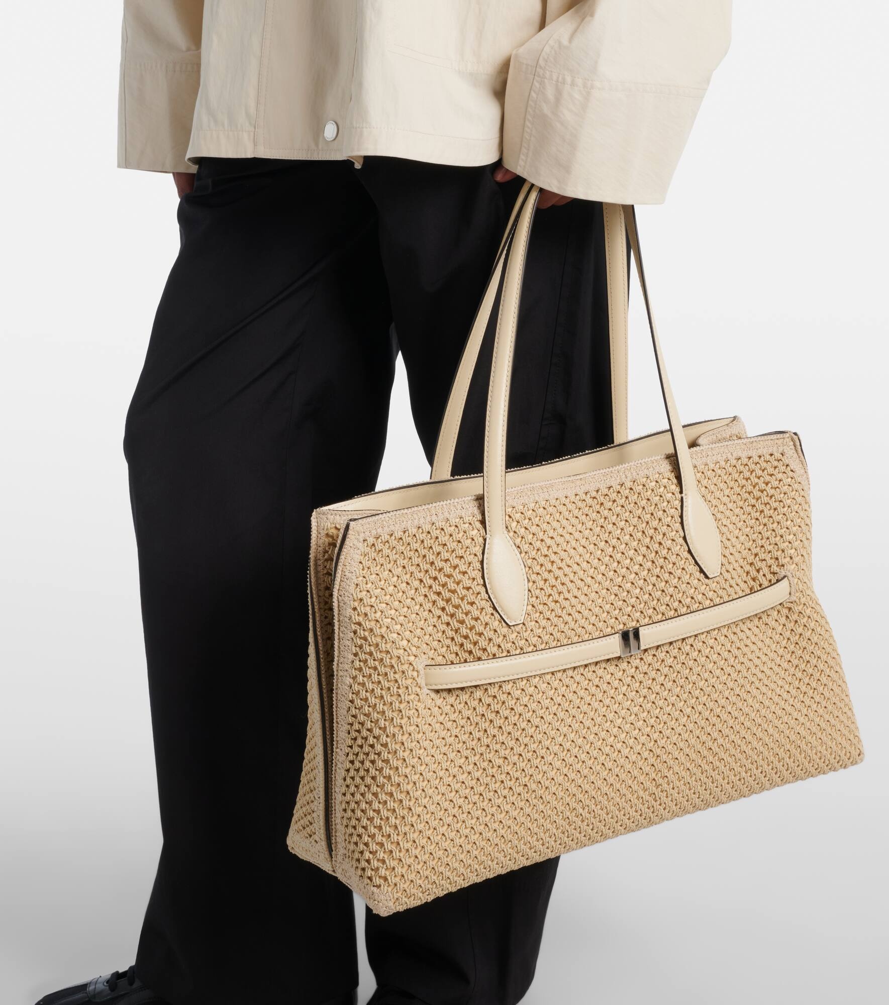 Lounge Large leather-trimmed tote bag - 2