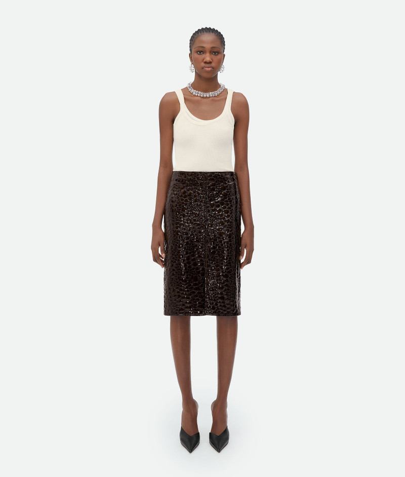 Embossed Leather Midi Skirt - 1