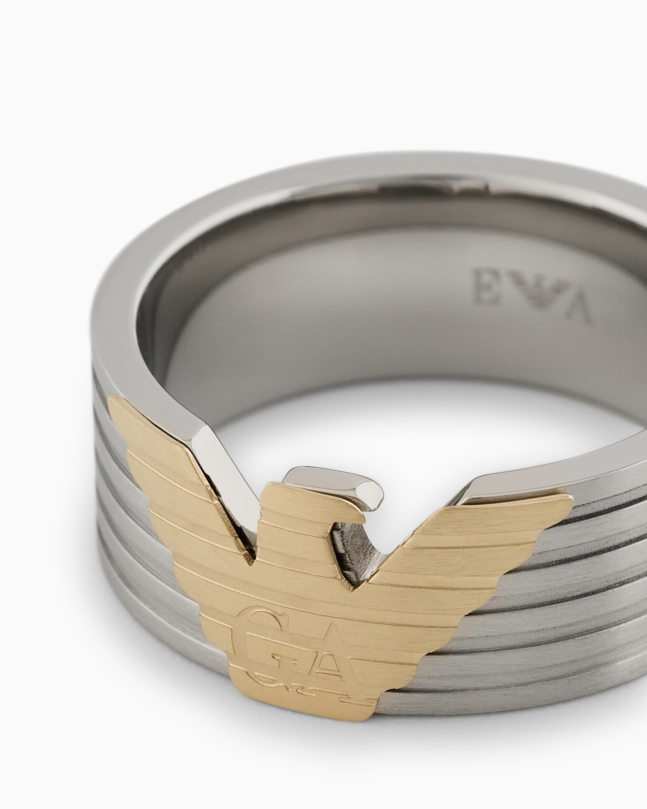 TWO-TONE STAINLESS STEEL BAND RING - 3