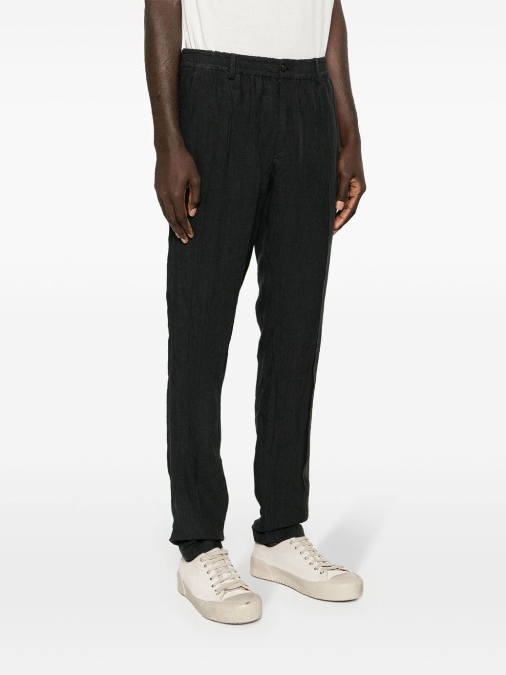 mid-rise tapered linen trousers - 3