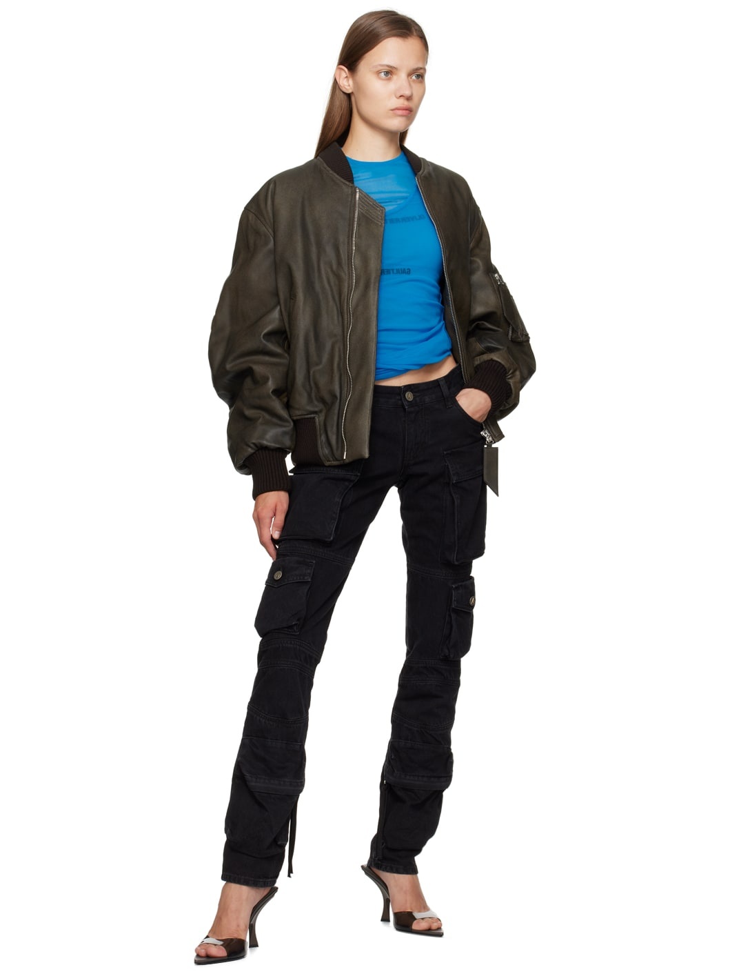 SSENSE Exclusive Brown Anja Leather Bomber Jacket - 4