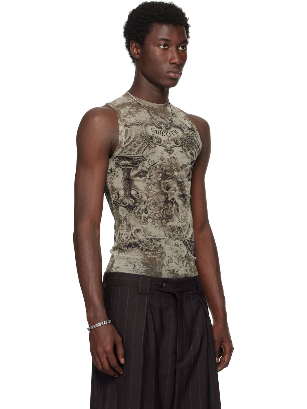 Beige 'The Oversized Médallion' Tank Top - 2