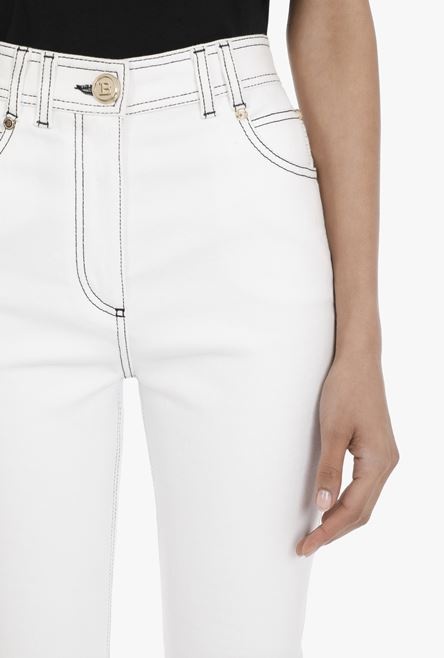Skinny high-waisted white jeans - 6