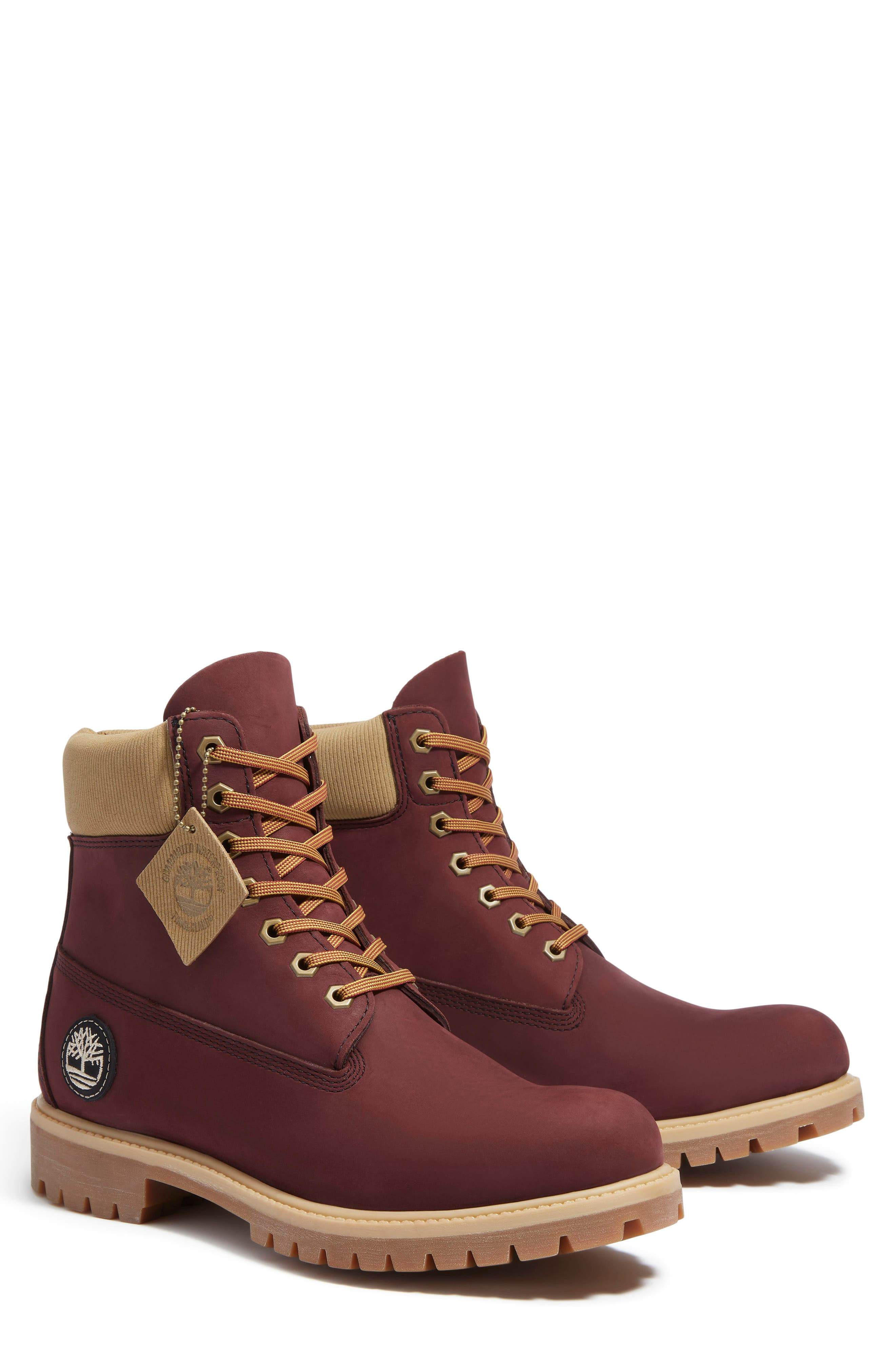 Timberland Premium 6-Inch Waterproof Boot in Burgundy Nubuck at Nordstrom - 9