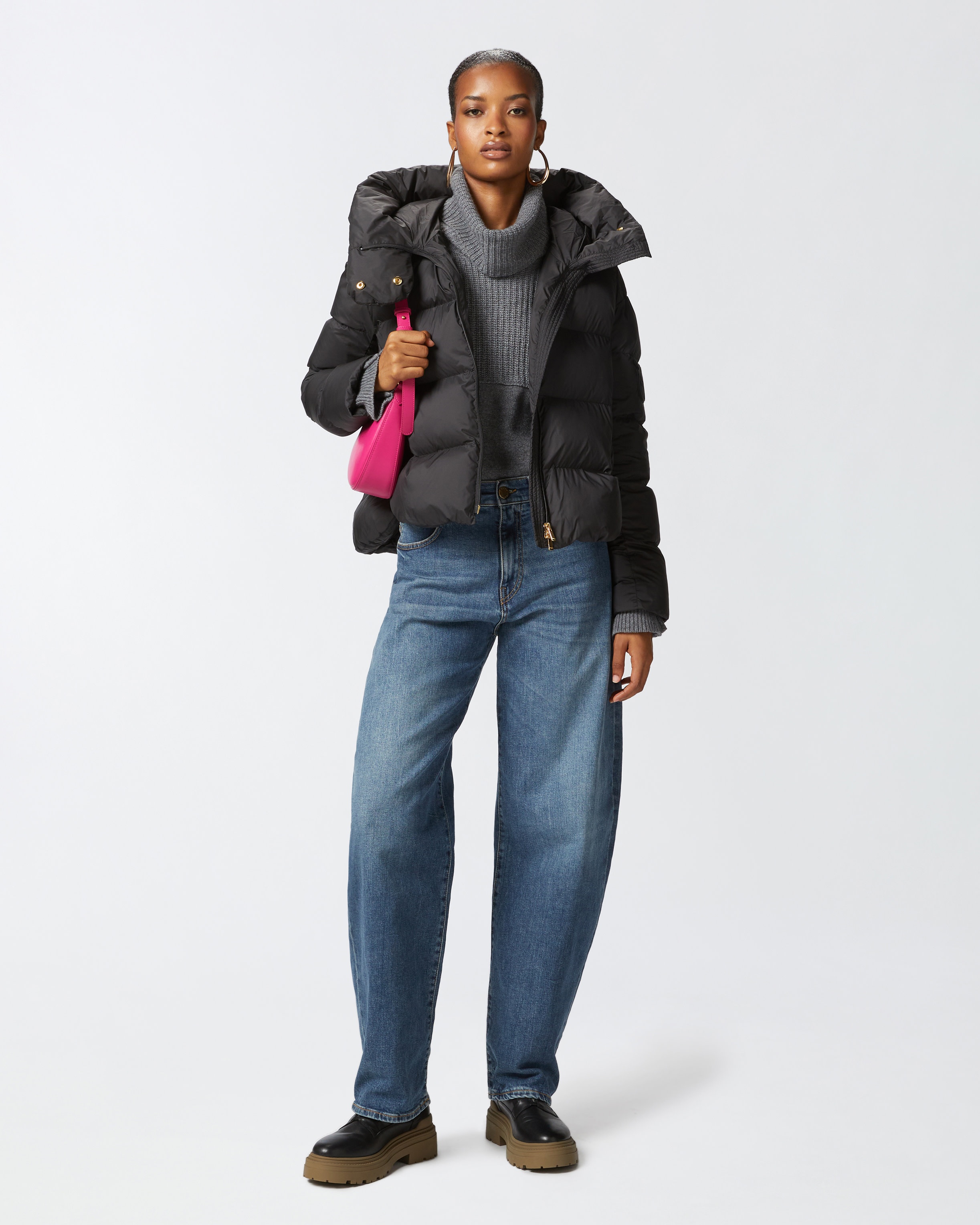 PADDED DOWN JACKET WITH HIGH WRAP-AROUND COLLAR - 3