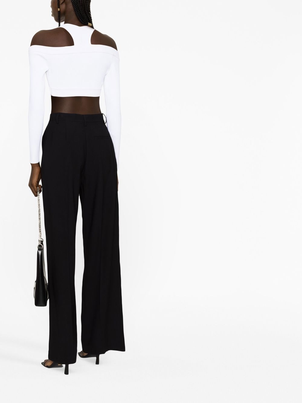 cold-shoulder cropped knit top - 4