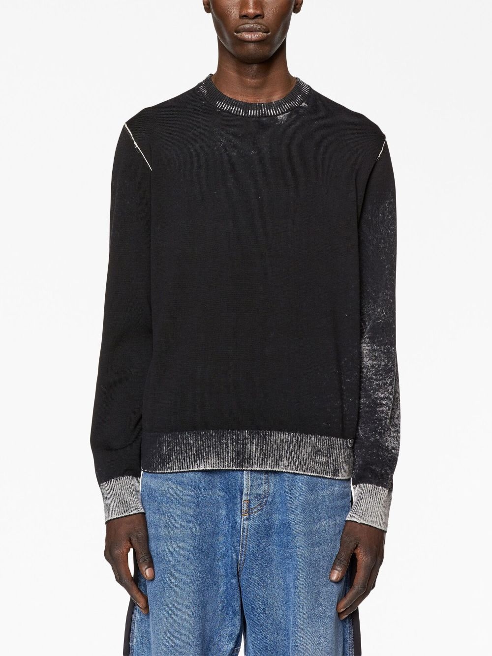 reversed-effect cotton jumper - 3
