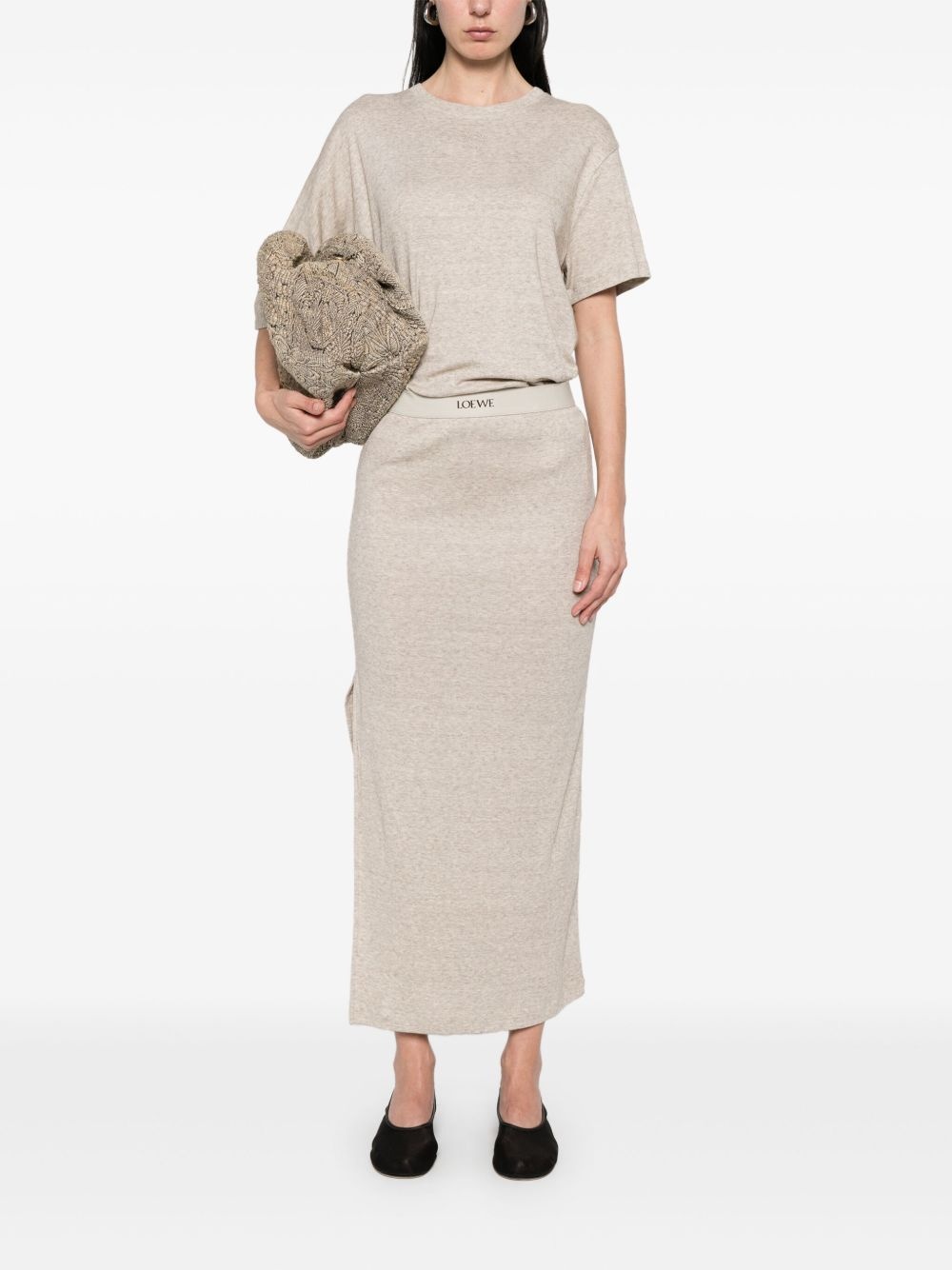 logo-waistband midi skirt - 2