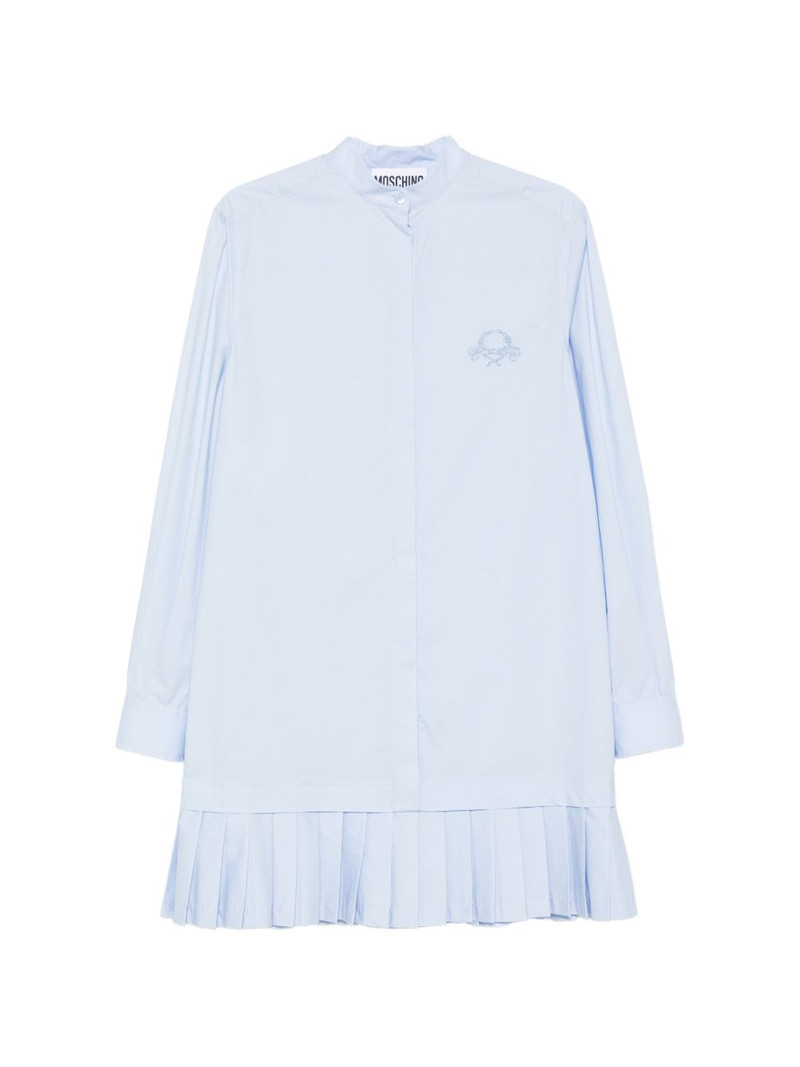 logo-embroidery pleated-hem mini dress 1
