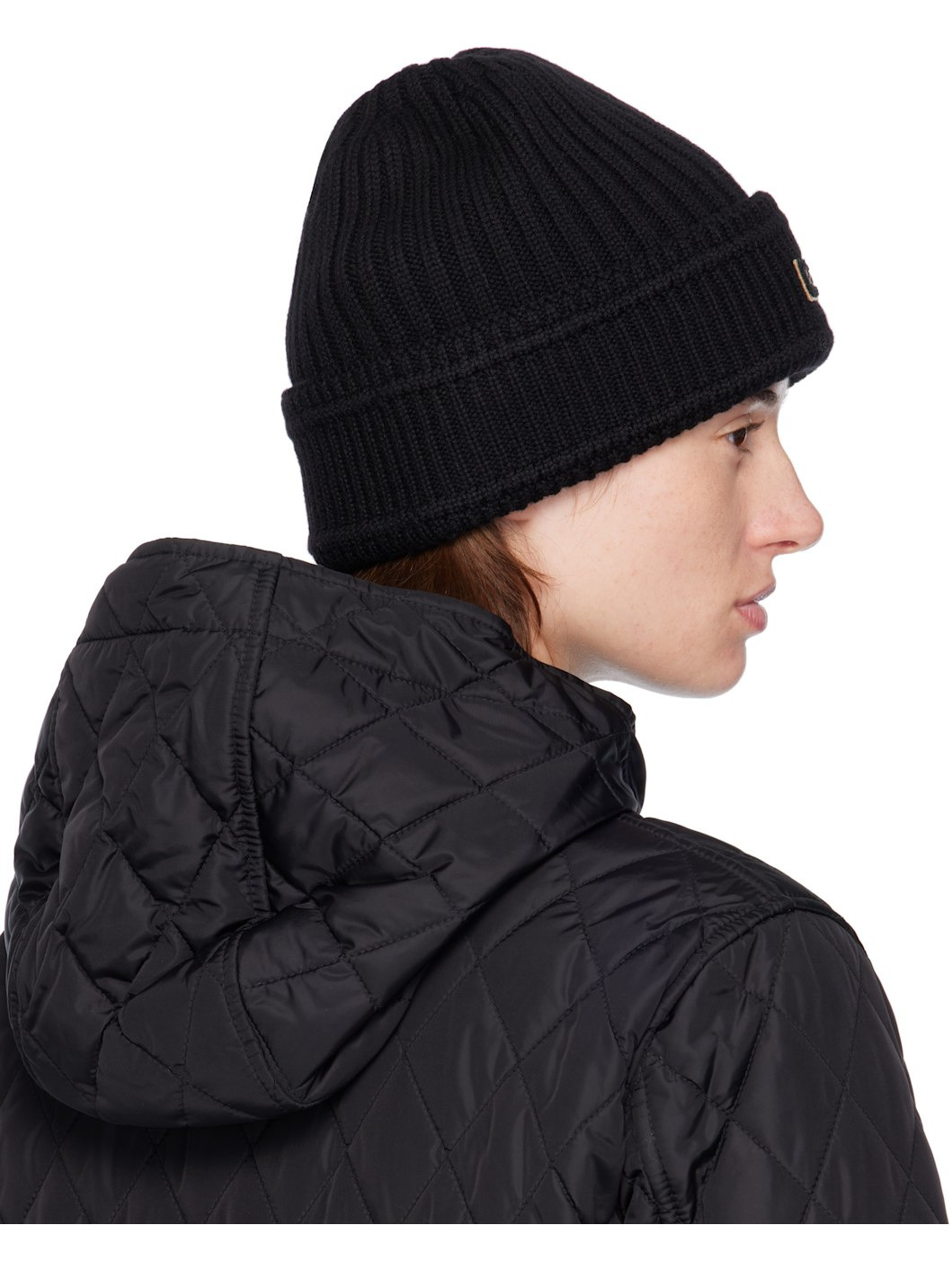 Black Logo Wool Beanie - 3