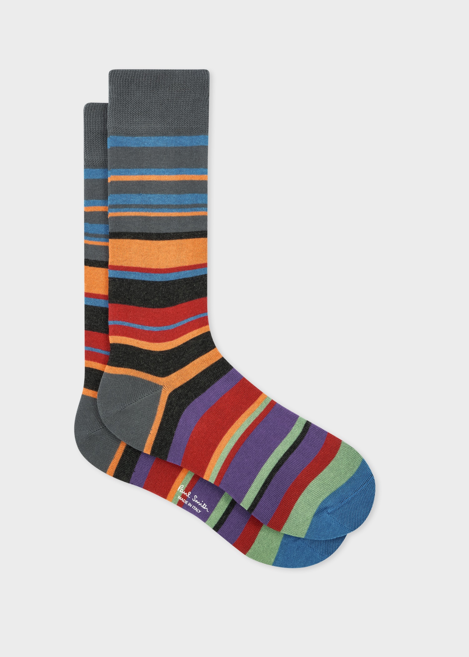 Grey Mixed Stripe Socks - 1