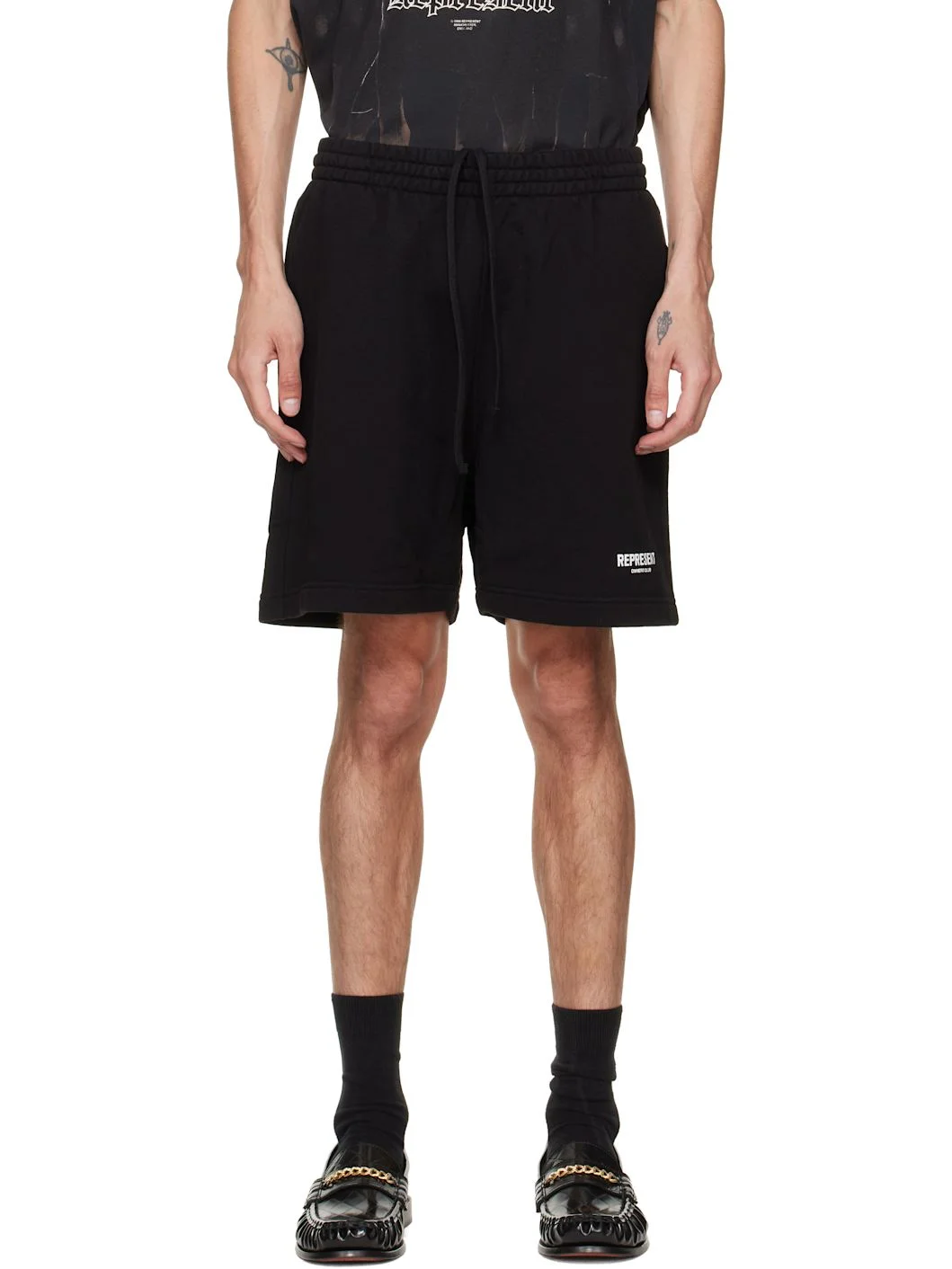 Black Printed 'Owners Club' Shorts - 1