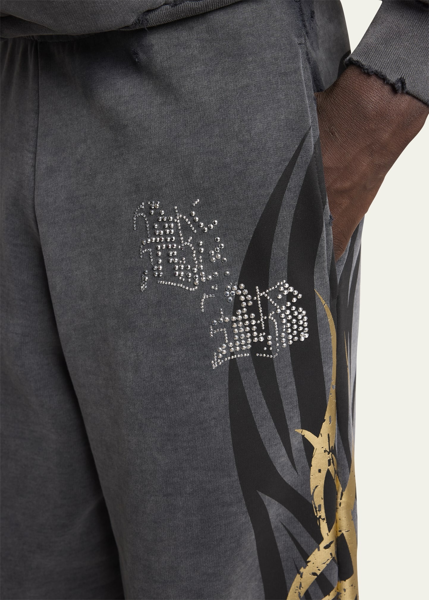 Men's Terry Metallic Tattoo Flare Sweatpants - 5