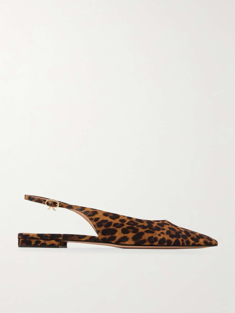Robbie leopard-print suede slingback flats - 1