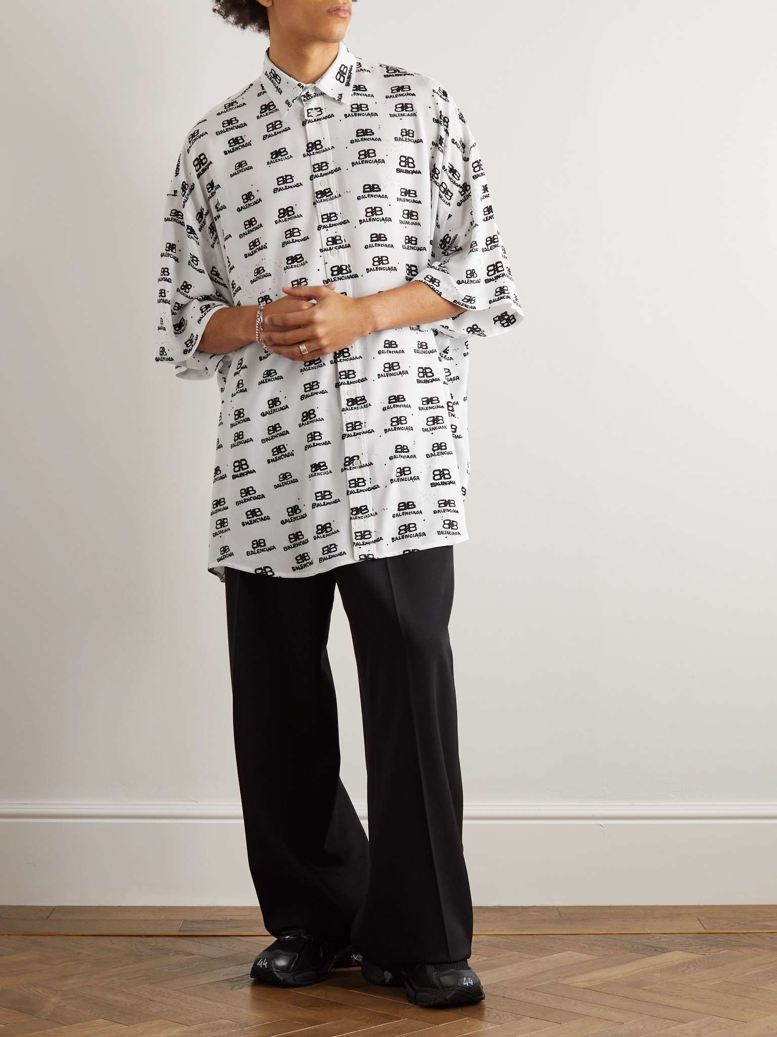 Oversized Logo-Print Crepe Shirt - 2