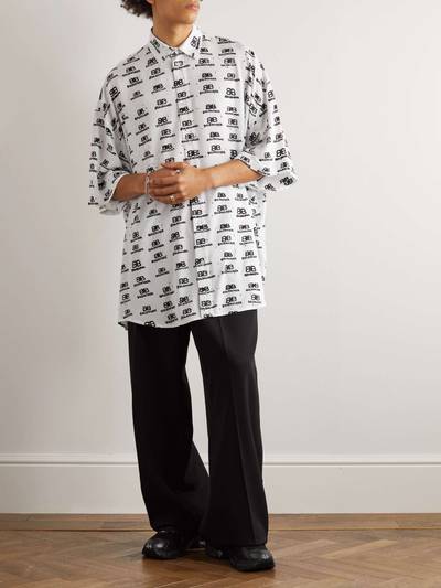 BALENCIAGA Oversized Logo-Print Crepe Shirt outlook