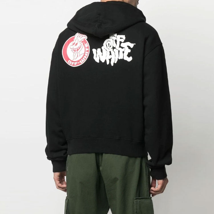 Off-White SS21 Red Tongue Out Over Logo Printing Pullover Loose Fit Black OMBB037S21FLE0061001 - 3