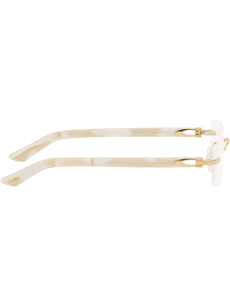 Cartier Gold & Off-White Signature C Rimless Glasses outlook