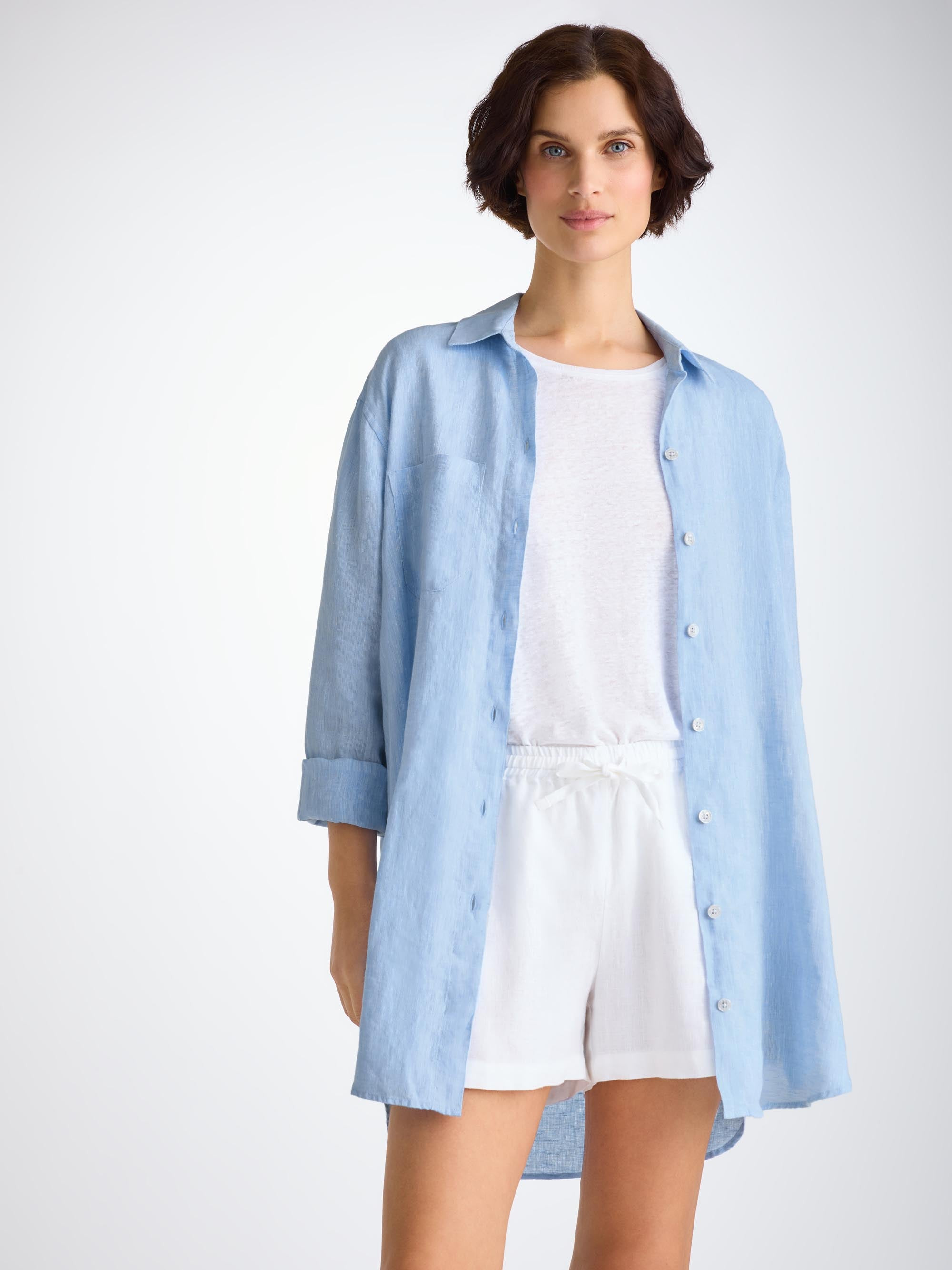 Women's Shirt Sicily Linen Sky Blue - 8