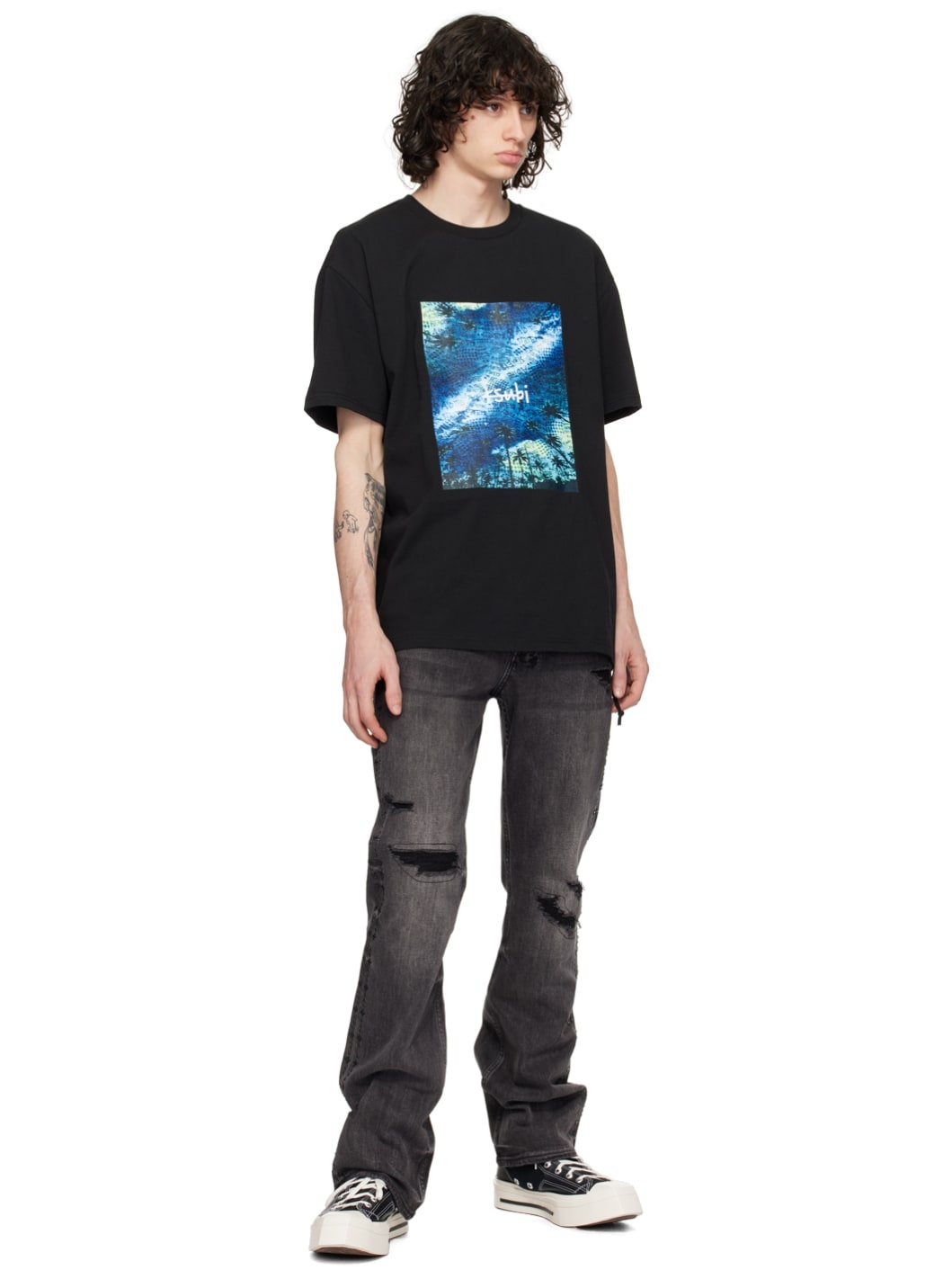 Black Space Palm Biggie T-Shirt - 4