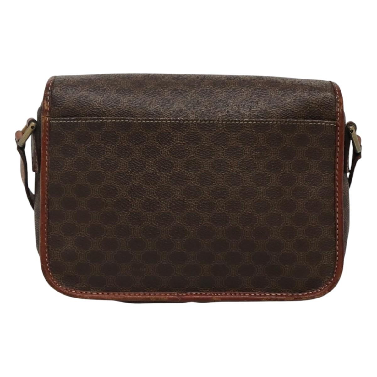 CELINE Macadam Canvas Shoulder Bag Pvc Brown Gold - 3