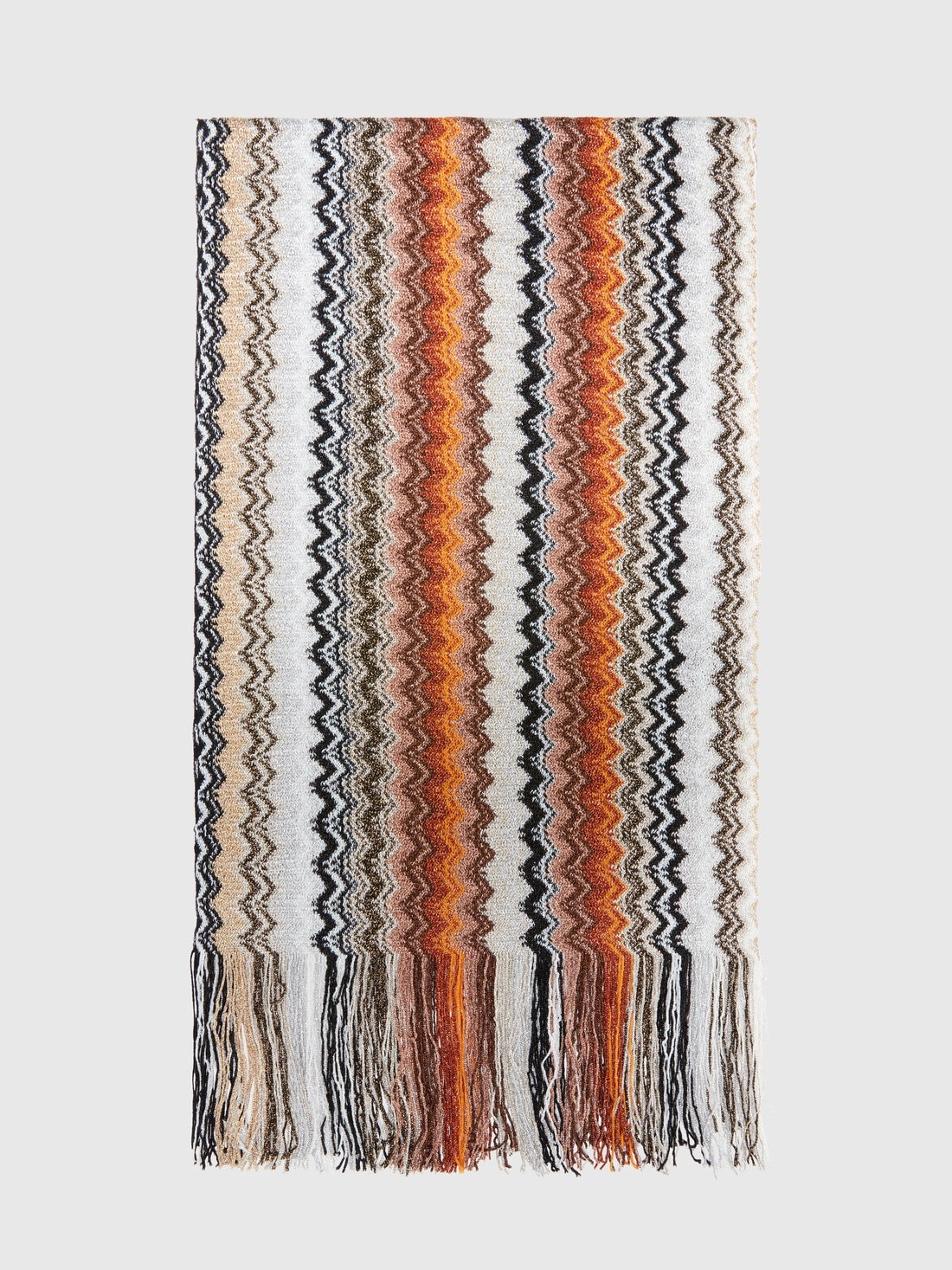 Viscose blend scarf with chevron pattern and fringes - 1