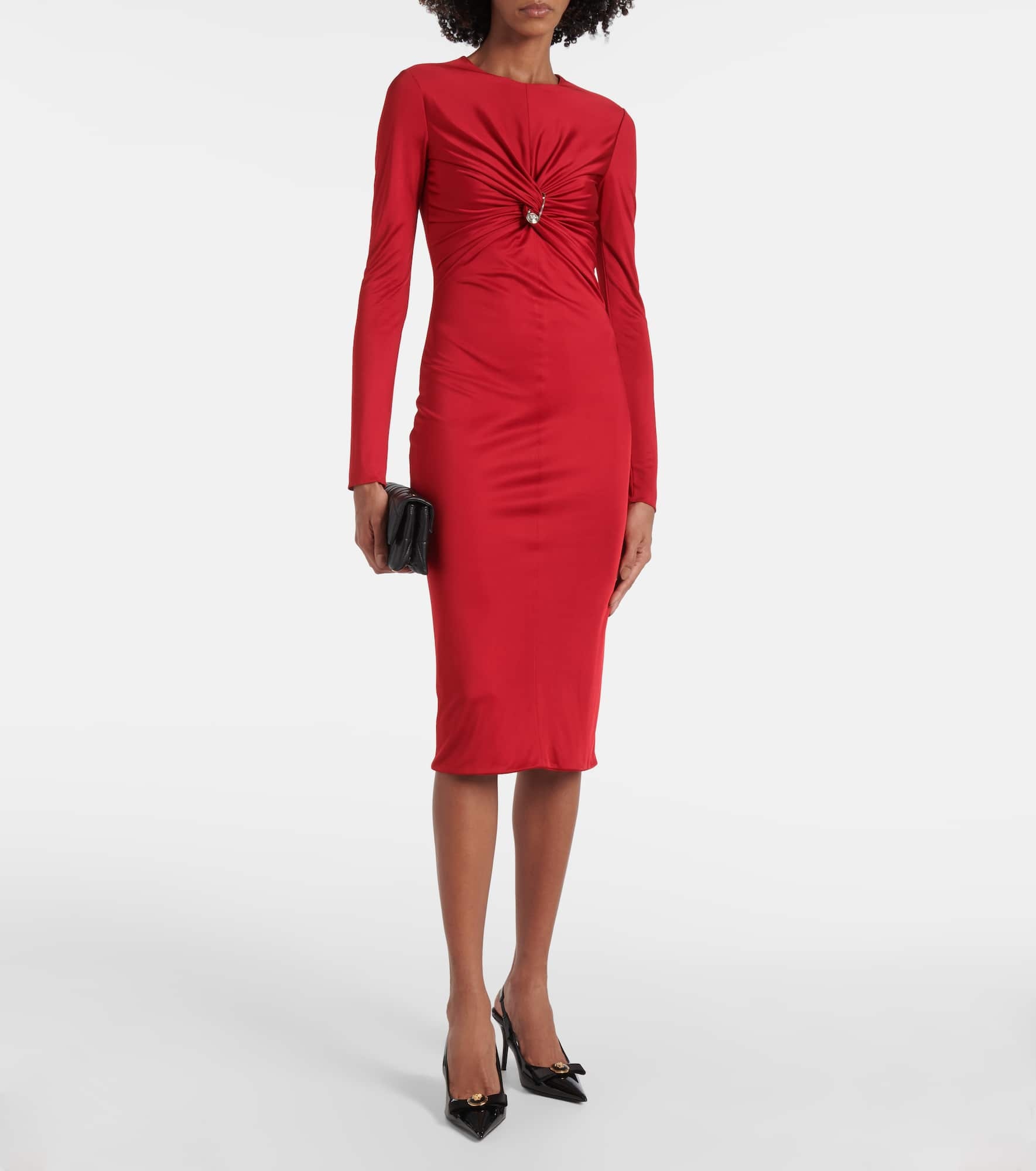 Safety Pin gathered jersey midi dress - 2