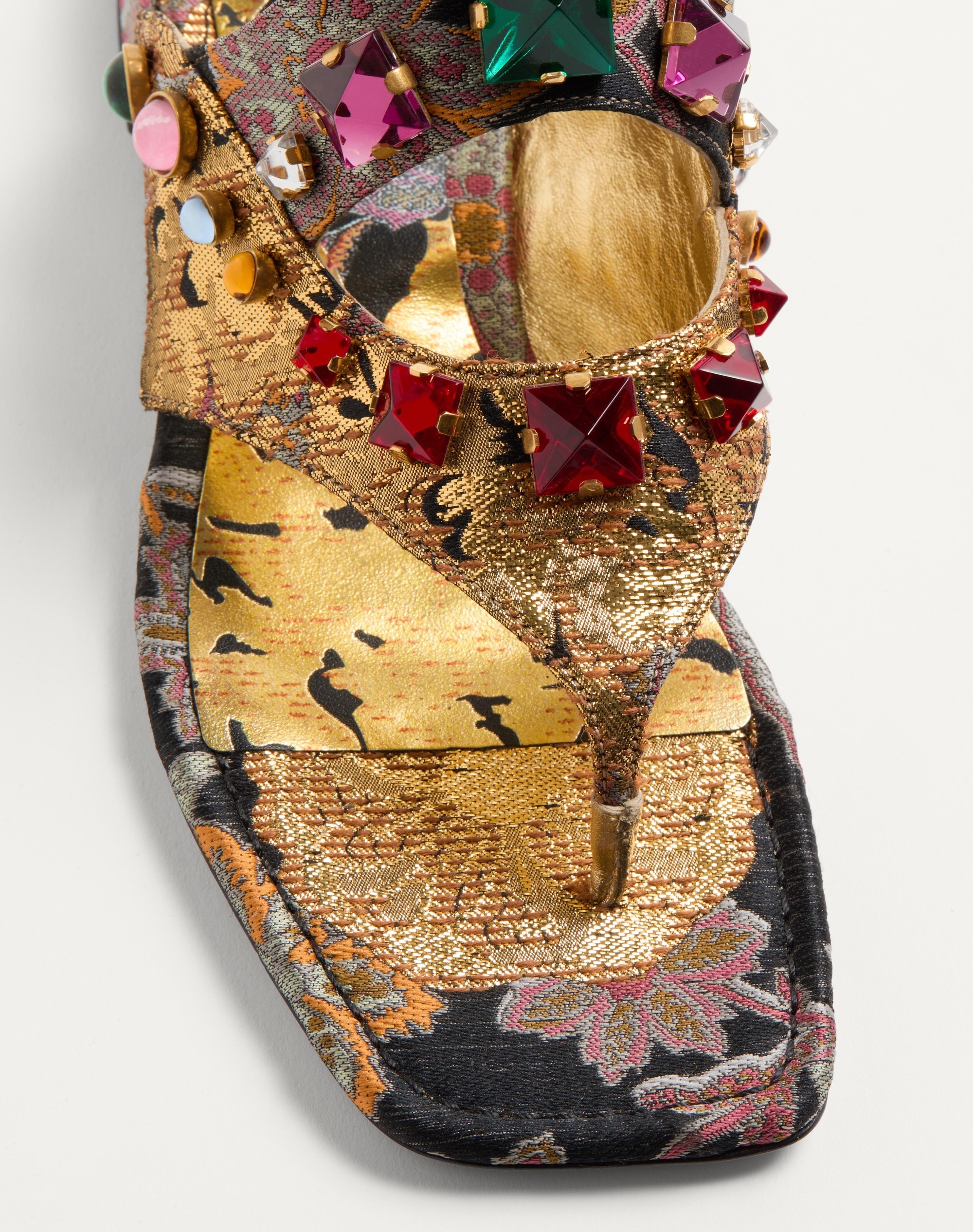 PRESHOES SANDAL IN APRES L'HIVER JACQUARD FABRIC WITH CRYSTALS 20MM - 7