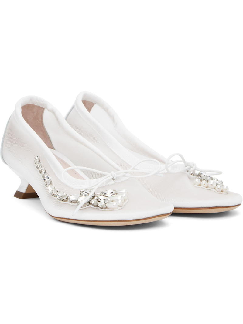 SSENSE Exclusive Bridal Capsule Embellished Flower Ballerina Heels 4