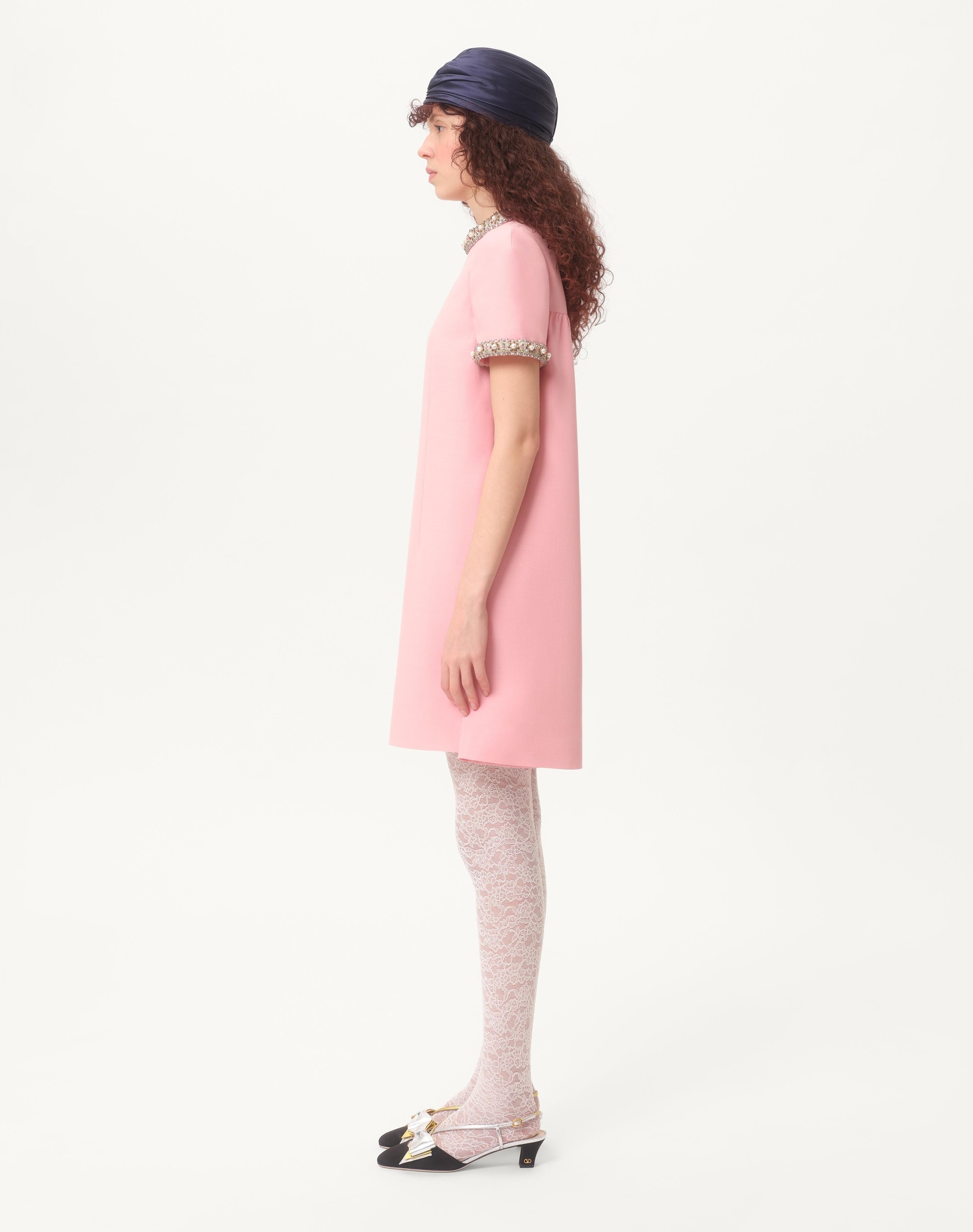 EMBROIDERED CREPE COUTURE SHORT DRESS - 5