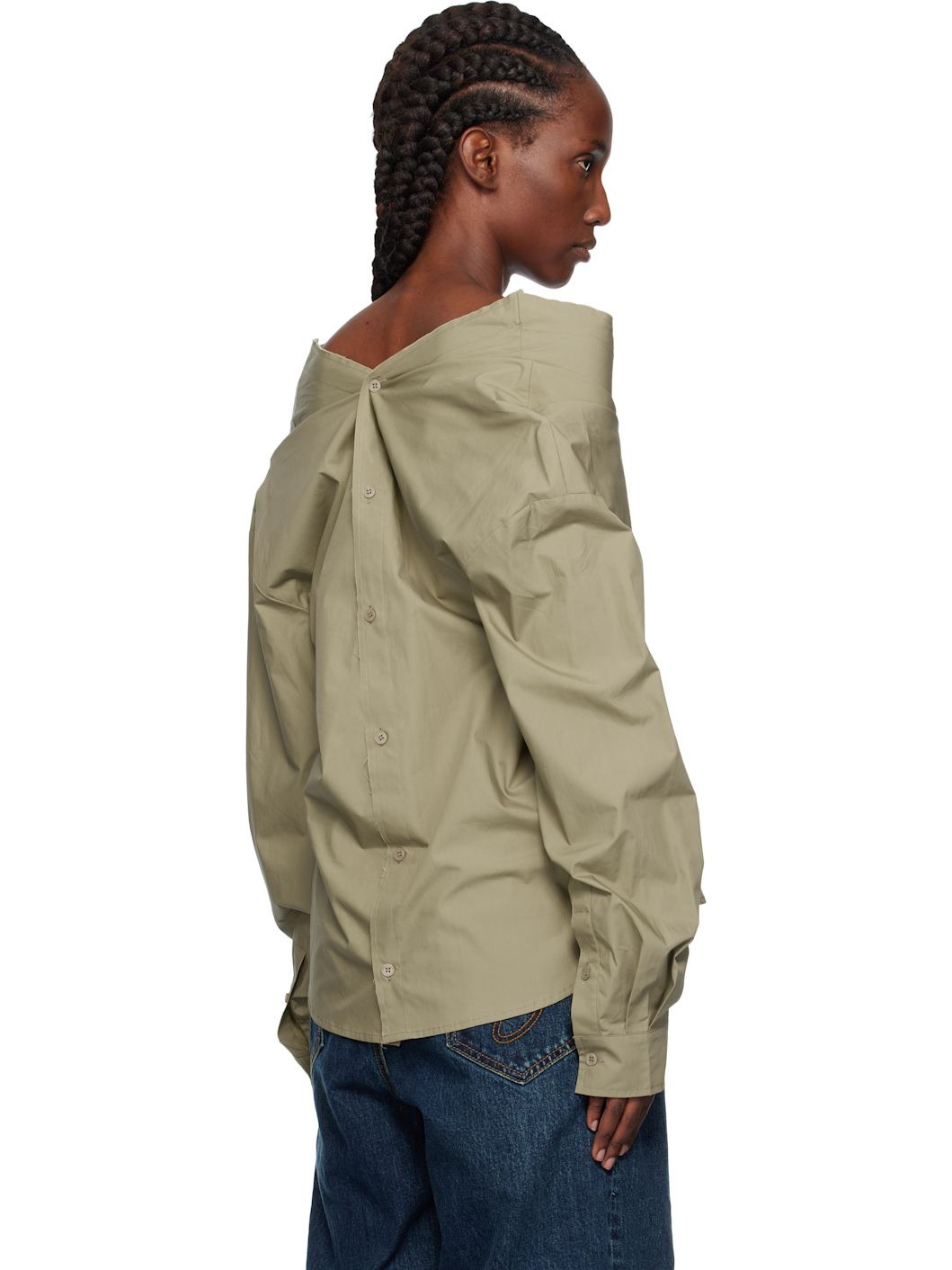 Khaki Dropped Shoulder Shirt - 3