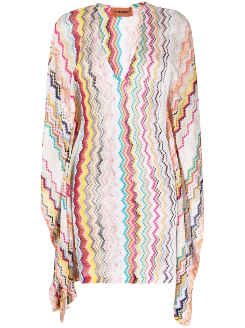 zigzag-woven minidress - 1