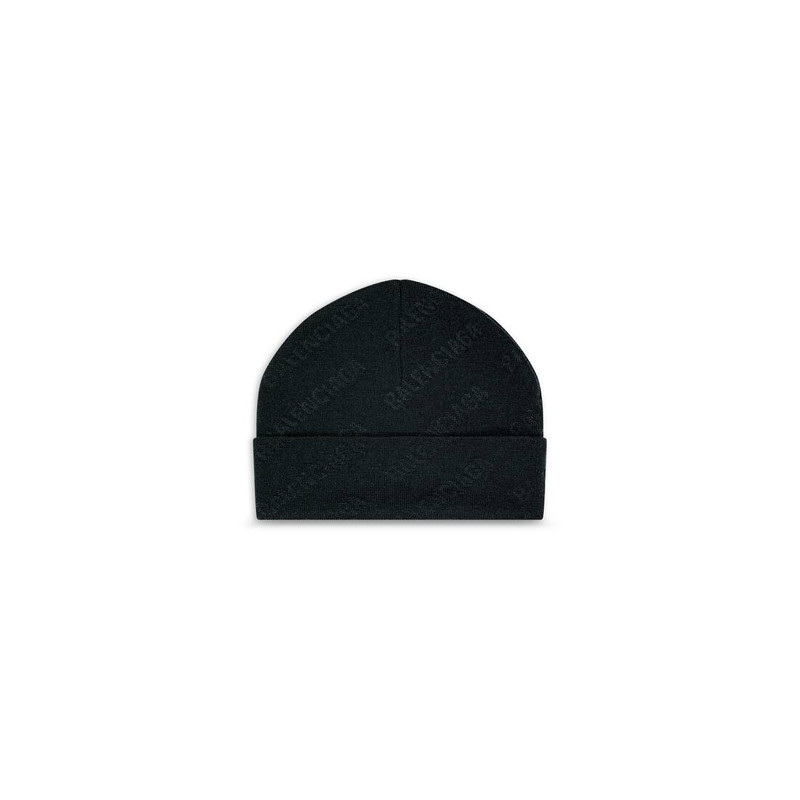 BALENCIAGA Mini Allover Logo Beanie in Black outlook