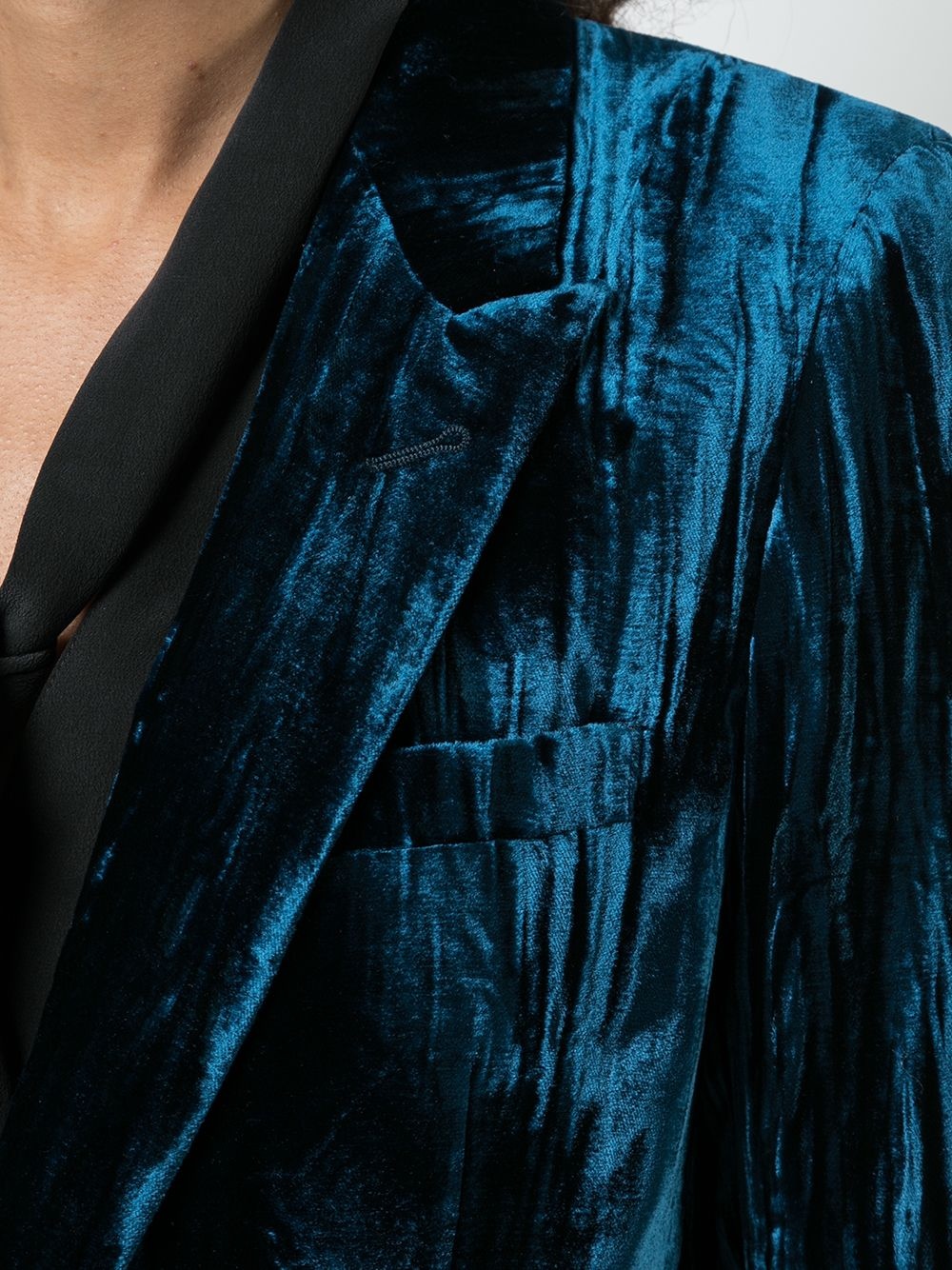 crinkled velvet one-button blazer - 5