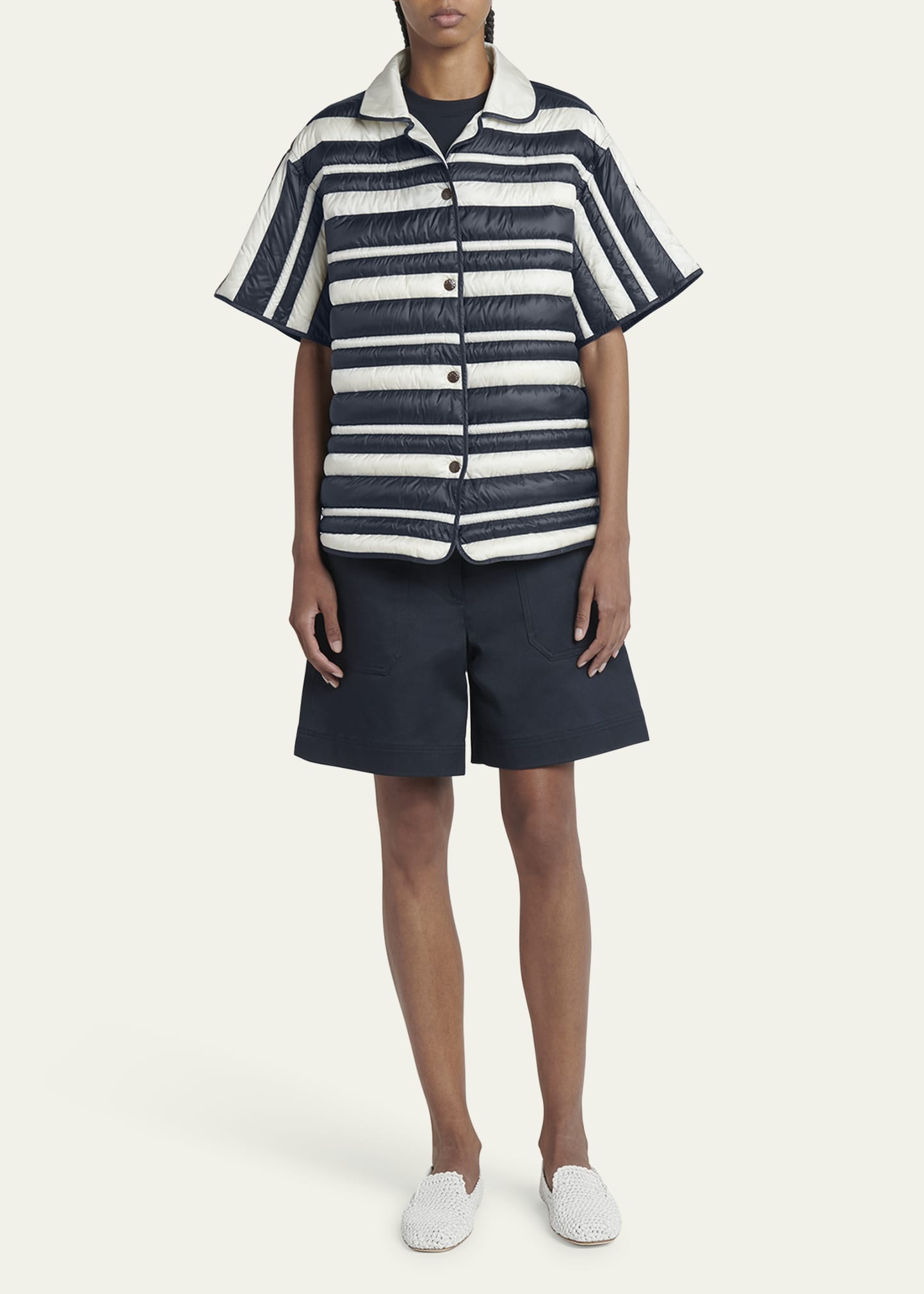 Stripe Padded Short-Sleeve Shirt - 2