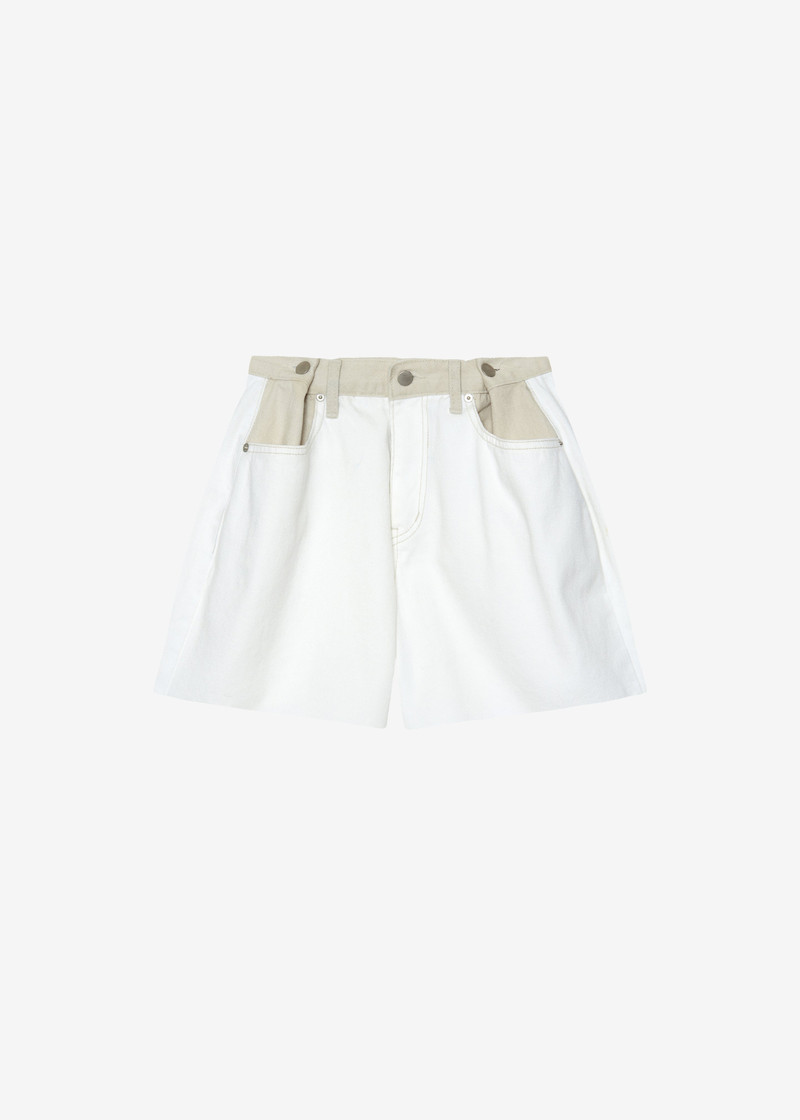Hayla Contrast Denim Shorts - Off White/Beige 12