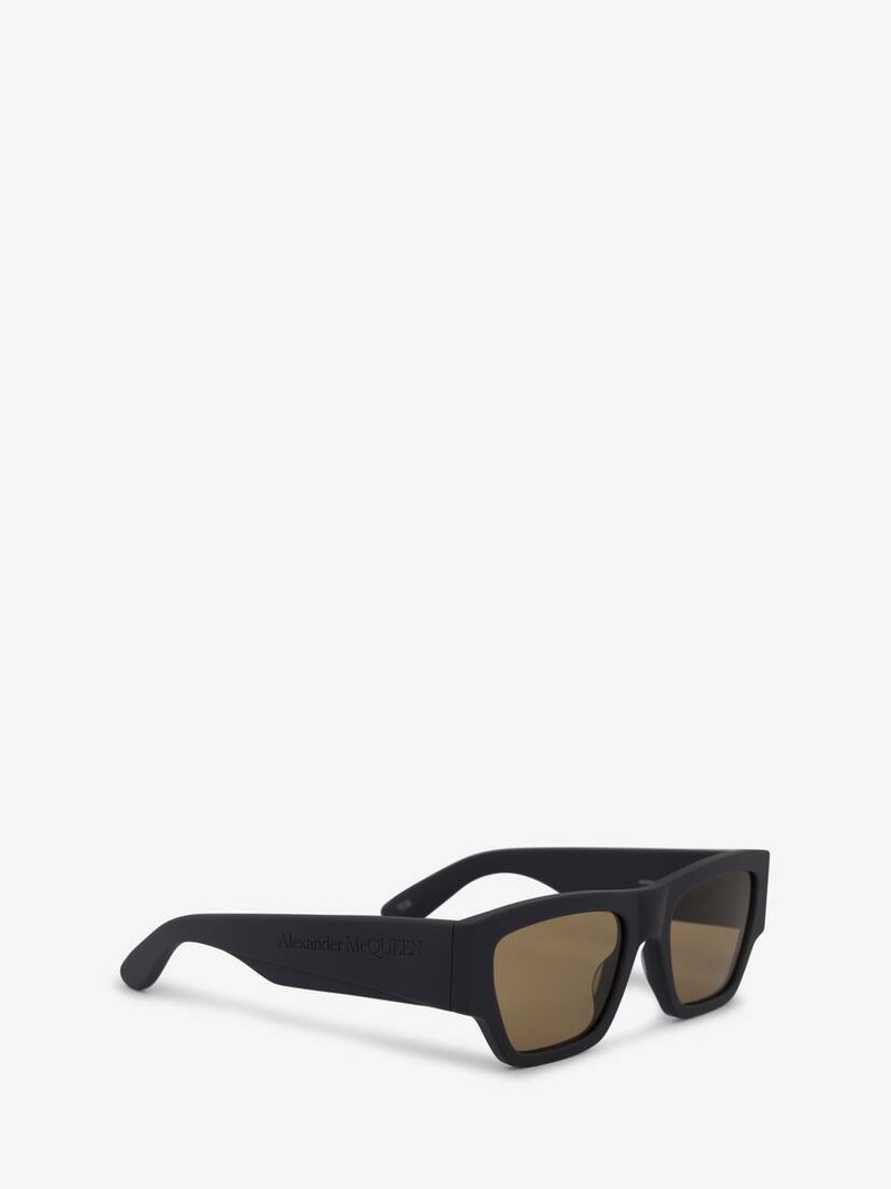 Men's McQueen Angled Rectangular Sunglasses in Grey/yellow 3