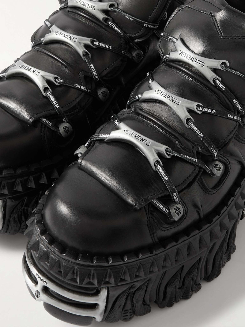 + New Rock Embellished Leather Platform Sneakers 6