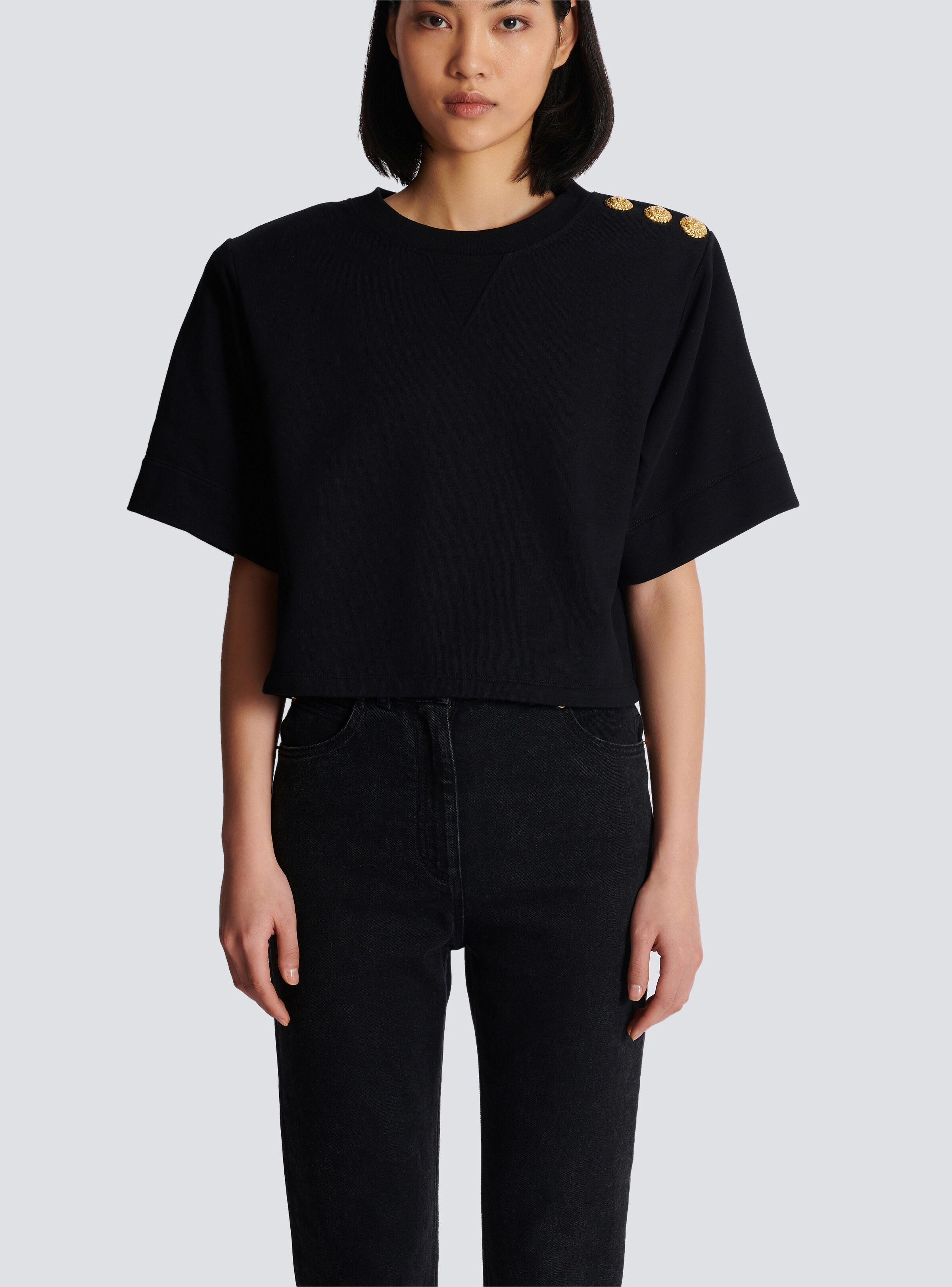Cropped sweatshirt with buttons - 5