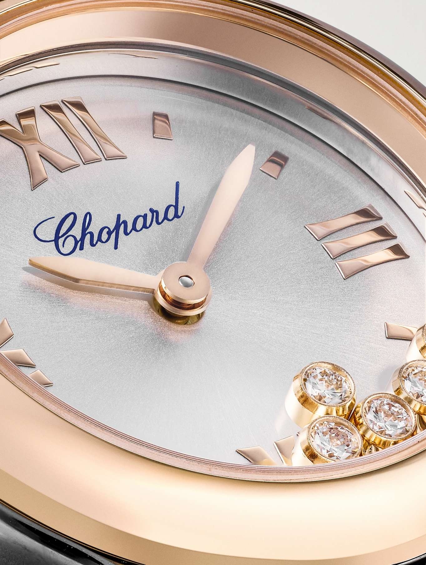 Happy Sport 30mm stainless steel, 18-karat rose gold, leather and diamond watch - 5