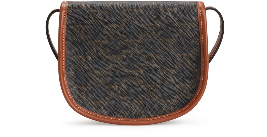 ☆☆CELINE☆☆ 24FW (196702BZJ 04LU) Women’s Mini Vesace Cr MINI BESACE IN TRIOMPHE CANVAS AND CALFSKIN - TAN | CELINE
