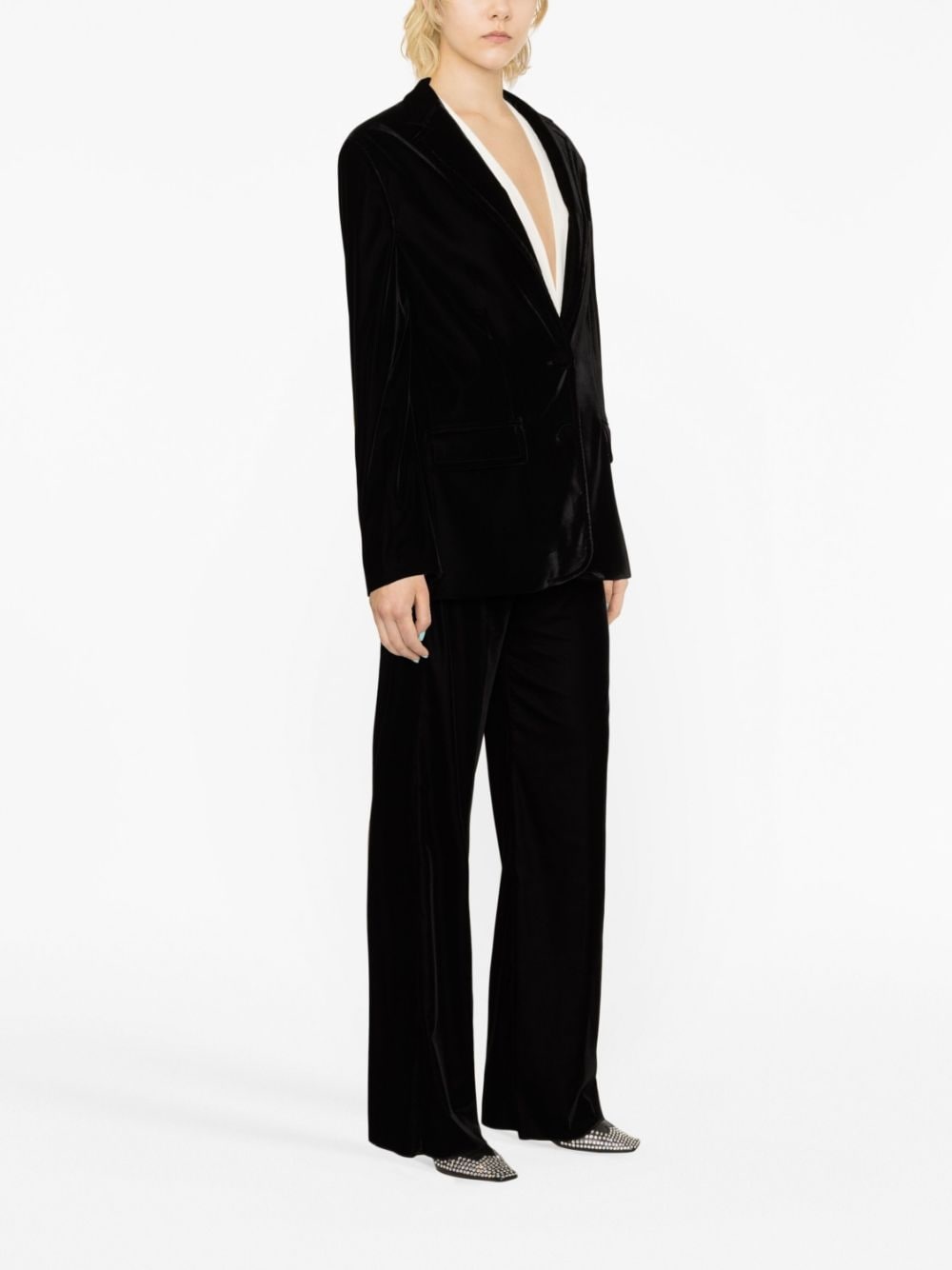 single-button velvet blazer - 3