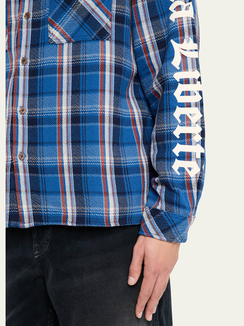 COÛT DE LA LIBERTÉ Men's Plaid Flannel Oversized Button-Down Shirt outlook