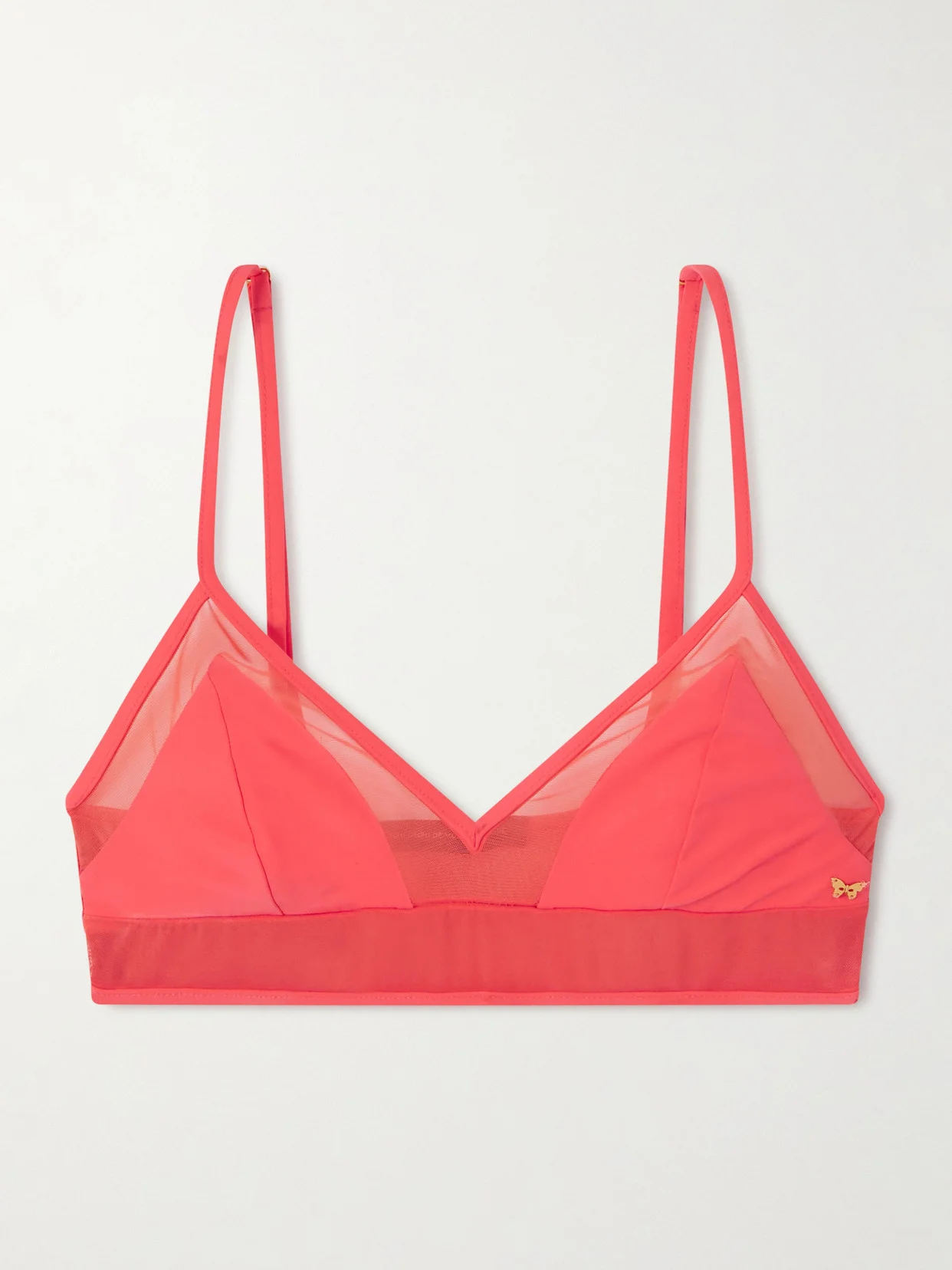 Peep Show Mesh-trimmed Bikini Top - 1
