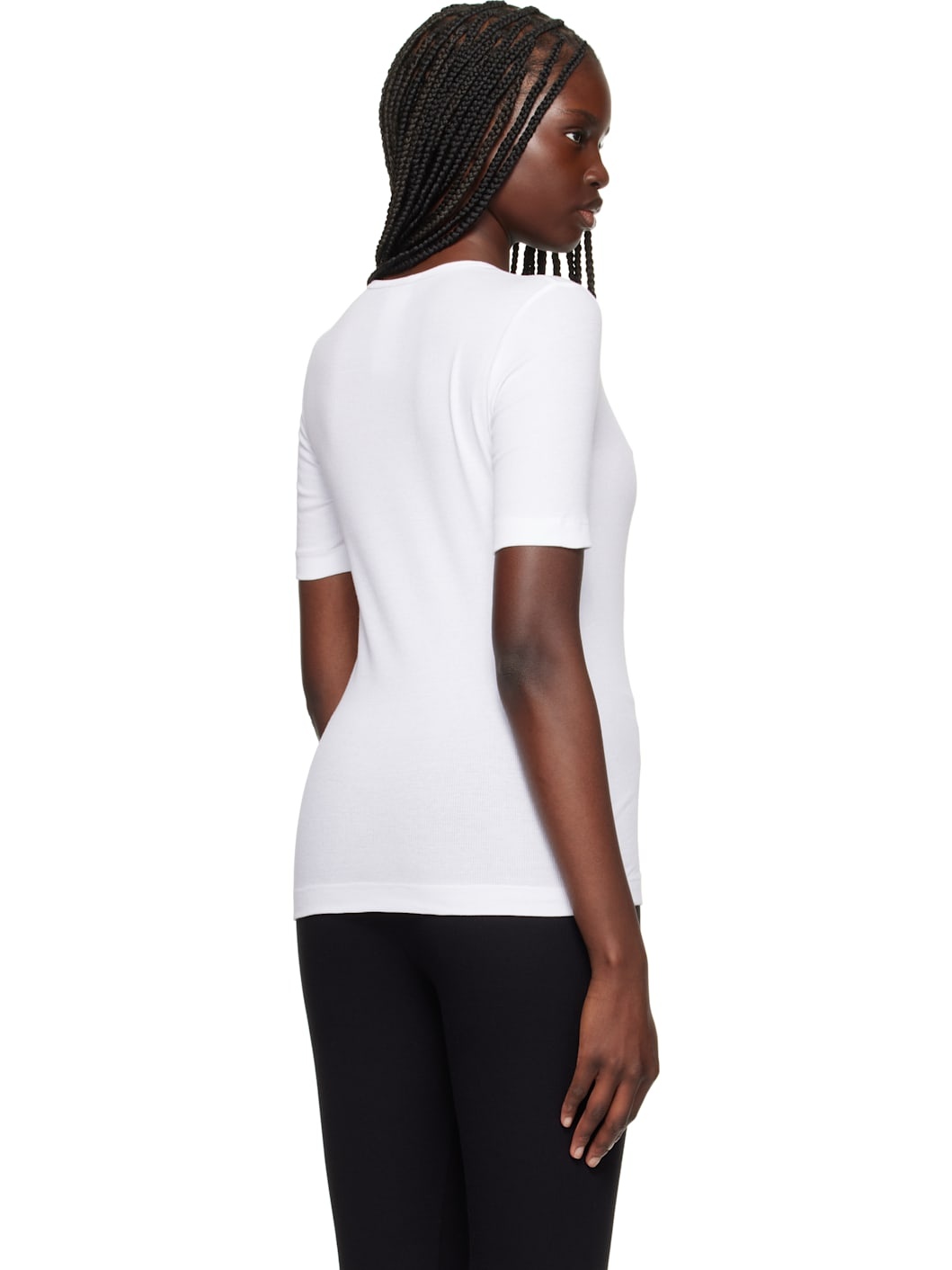 White Rib & Embroidery Patch T-shirt - 3
