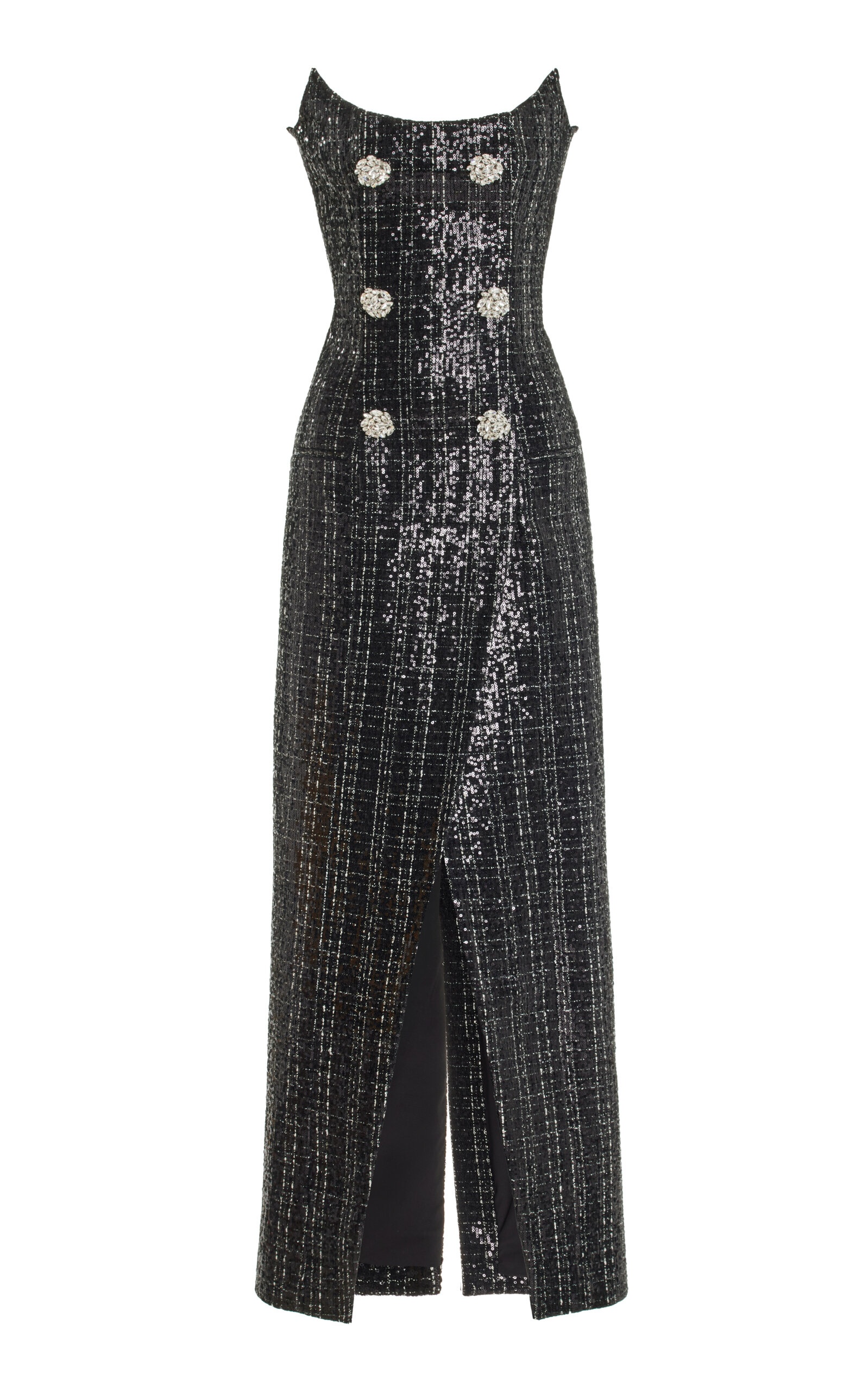 Glittered Tweed Bustier Maxi Dress black - 1