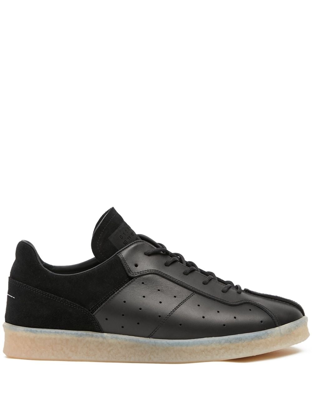 semi-sheer sole leather lace-up sneakers - 1